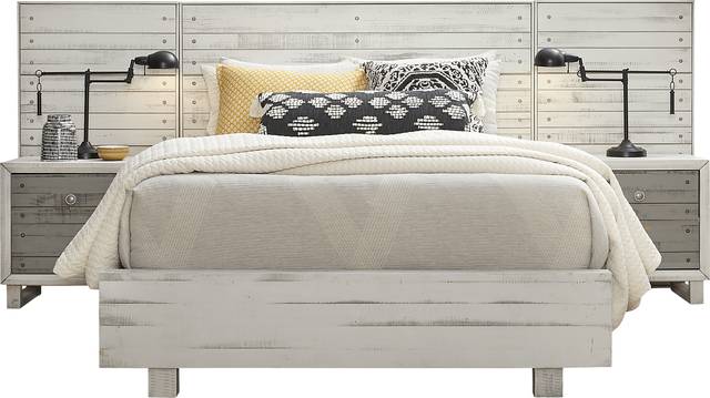 Merriwood Hills White 7 Pc King Wall Bed with Nightstands - Thumbnail - Image 1