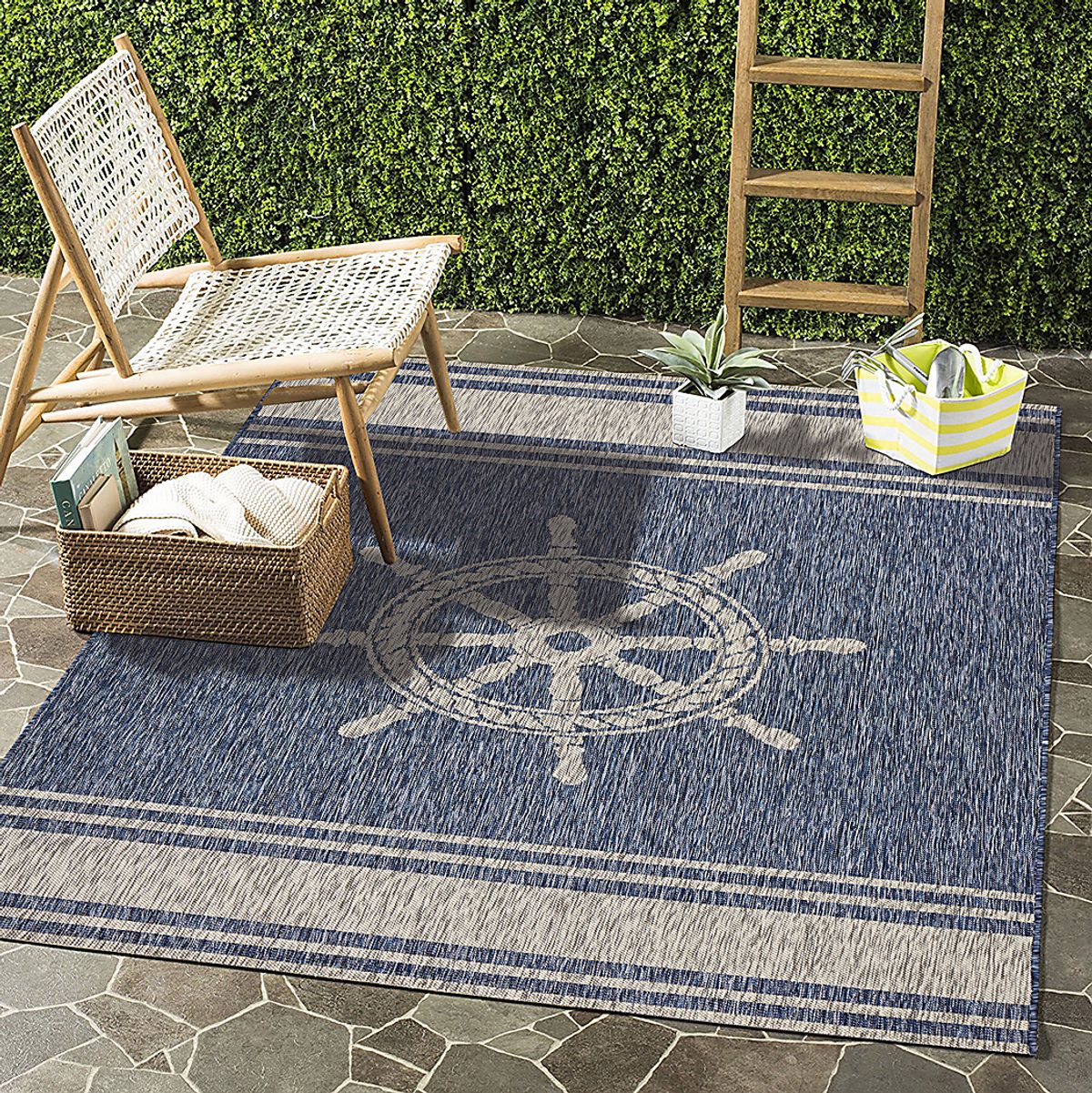 Merryn Blue Outdoor Rug | Rooms to Go