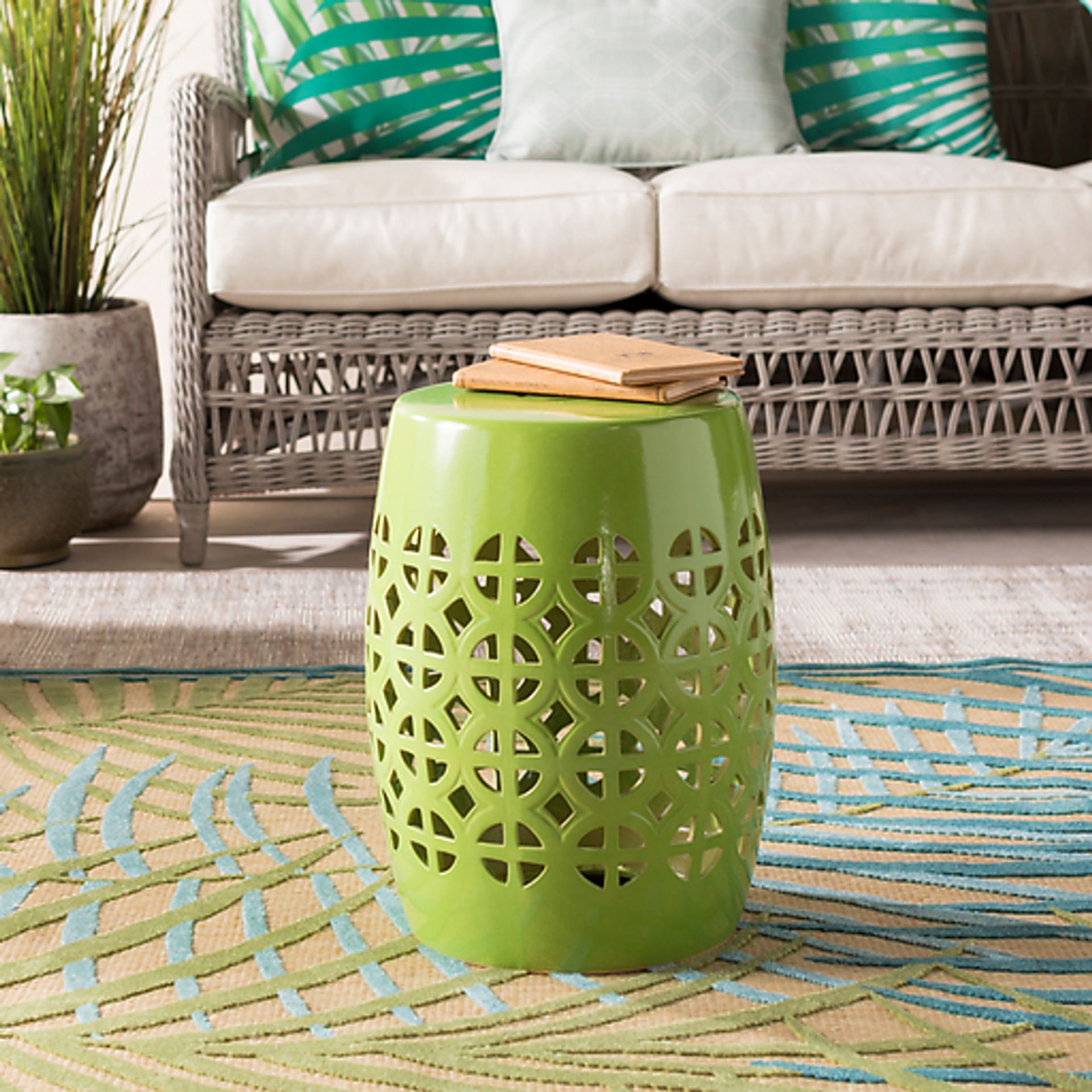 Mesi Green Outdoor Stool - Image 2