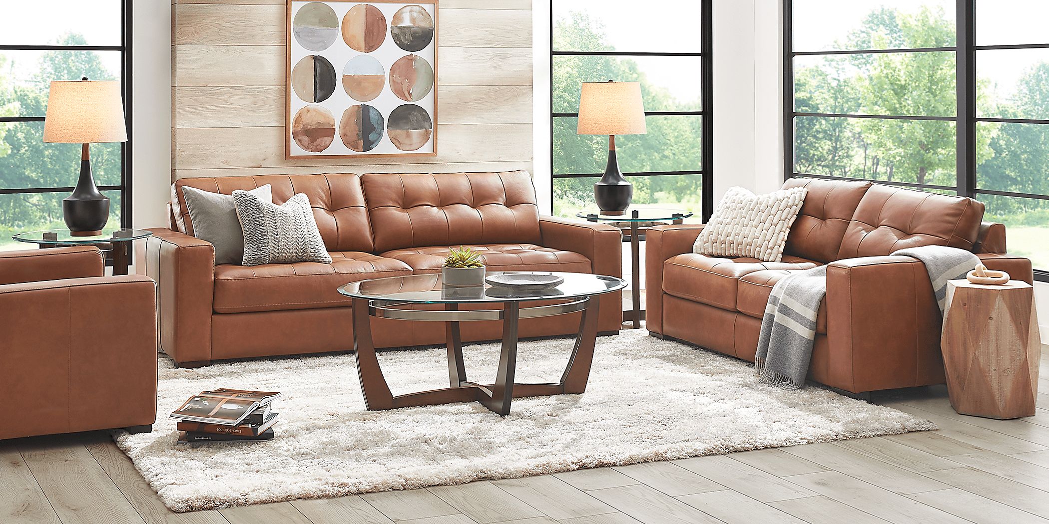 Messina Brown Leather 2 Pc Living Room