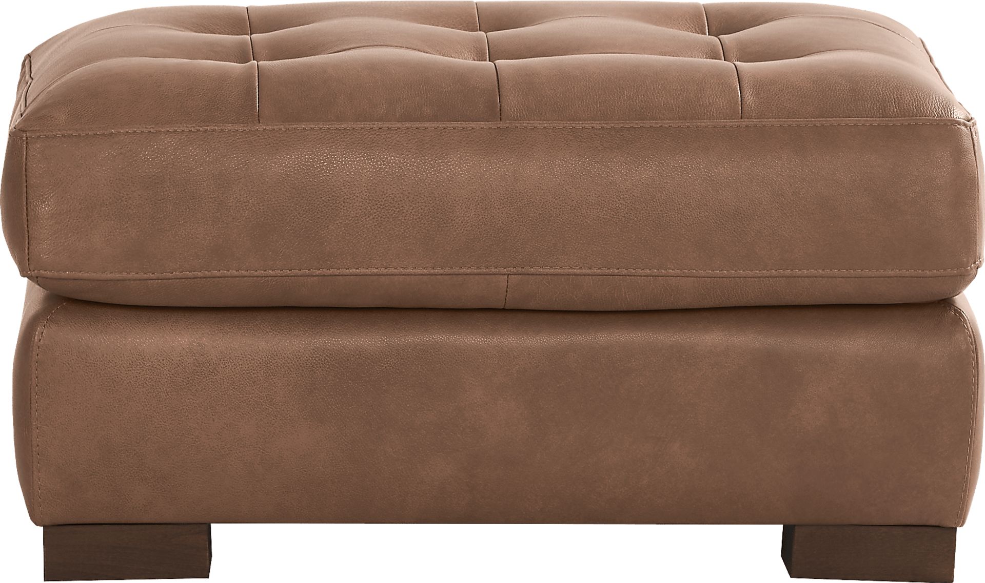 Messina Brown Leather Ottoman - Image 2