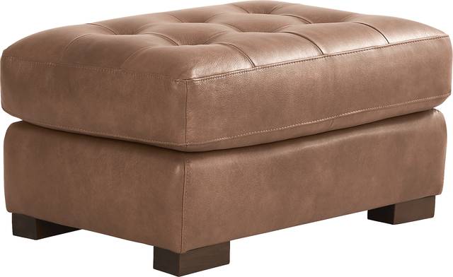 Messina Brown Leather Ottoman - Thumbnail - Image 1