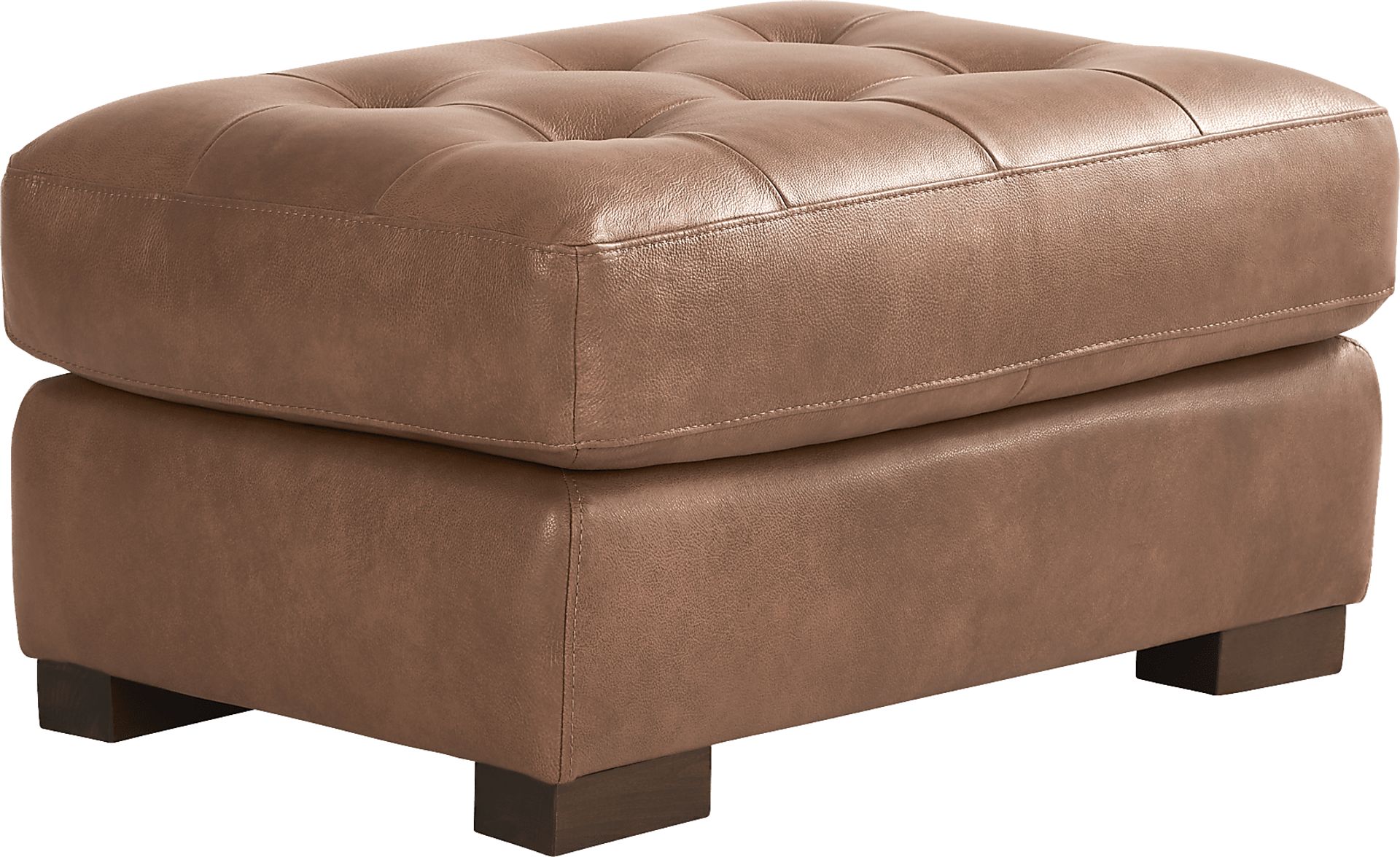 Messina Brown Leather Ottoman - Image 1