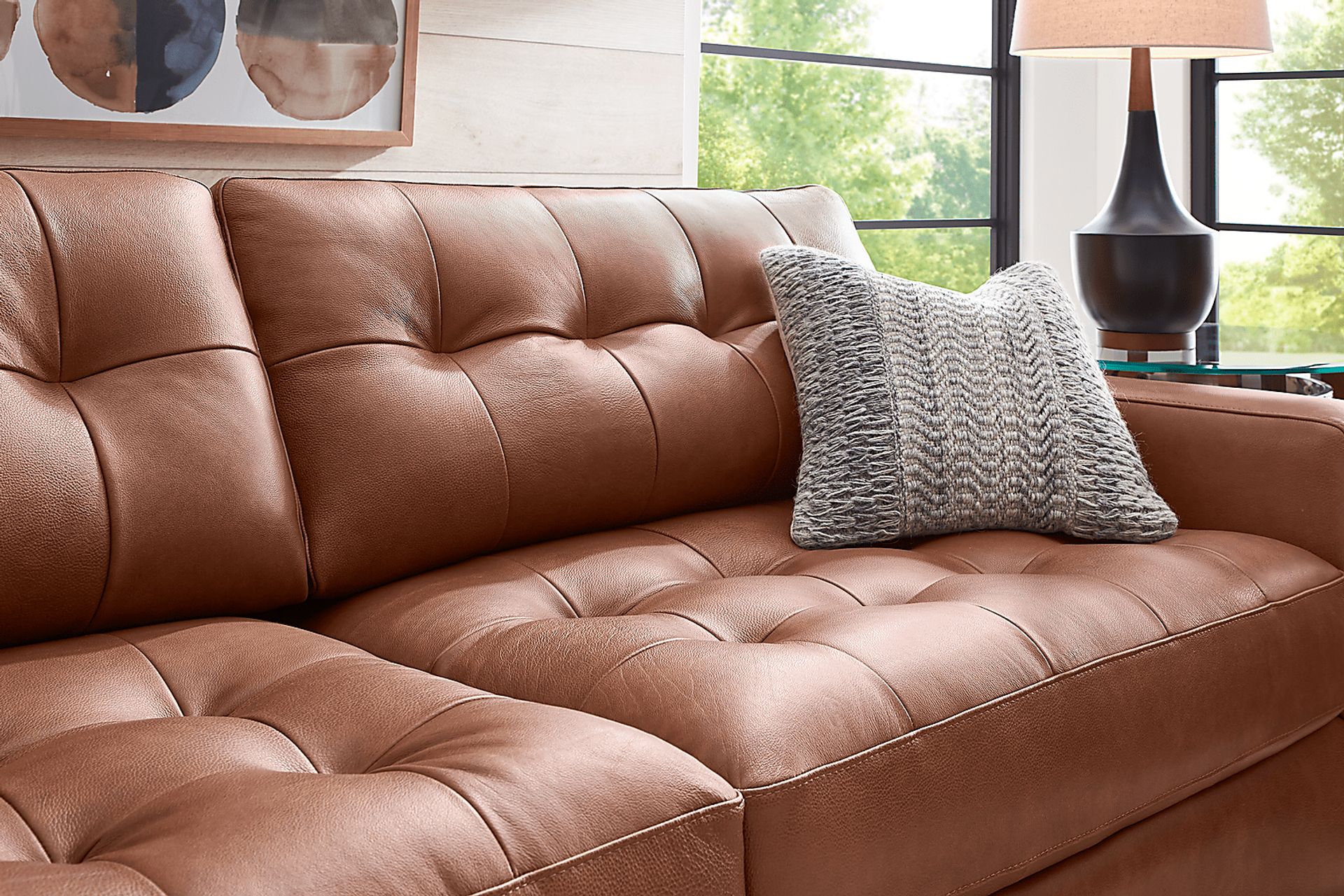 Messina Brown Leather 5 Pc Living Room - Image 4