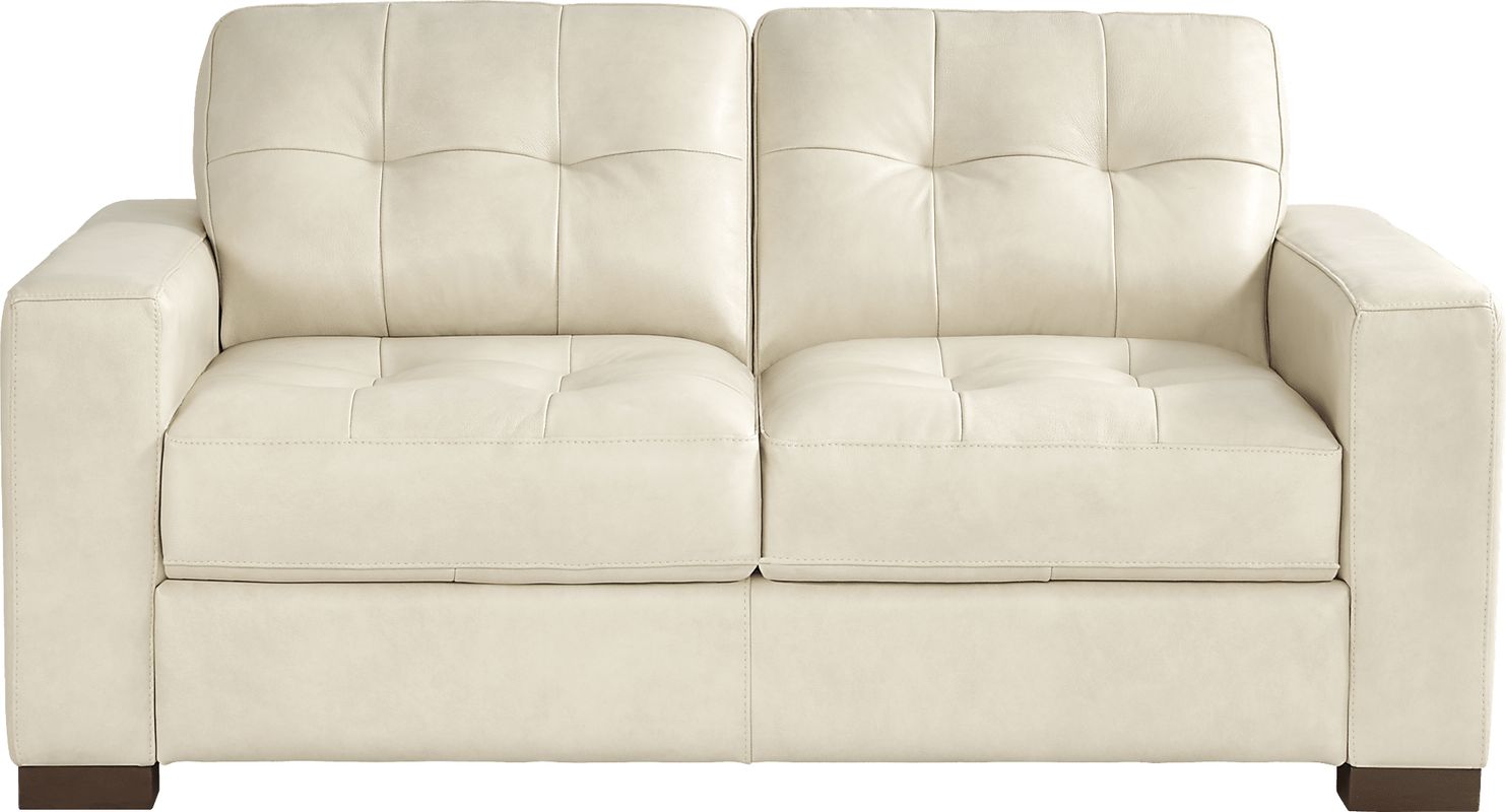 Messina 5 Pc Ivory Beige Leather Living Room Set With Sofa, Loveseat, 3 ...