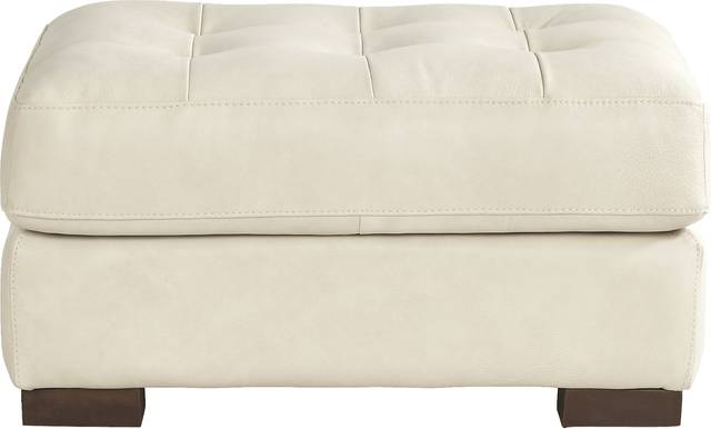 Messina Ivory Leather Ottoman - Thumbnail - Image 2