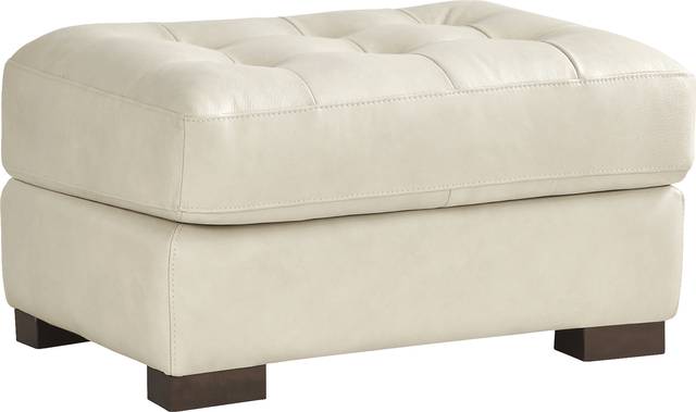 Messina Ivory Leather Ottoman - Thumbnail - Image 1
