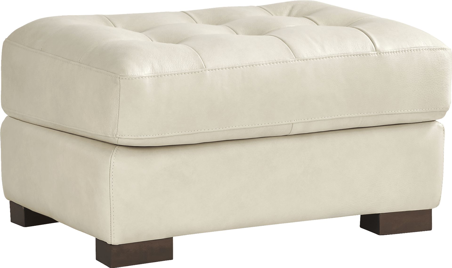 Messina Ivory Leather Ottoman - Image 1