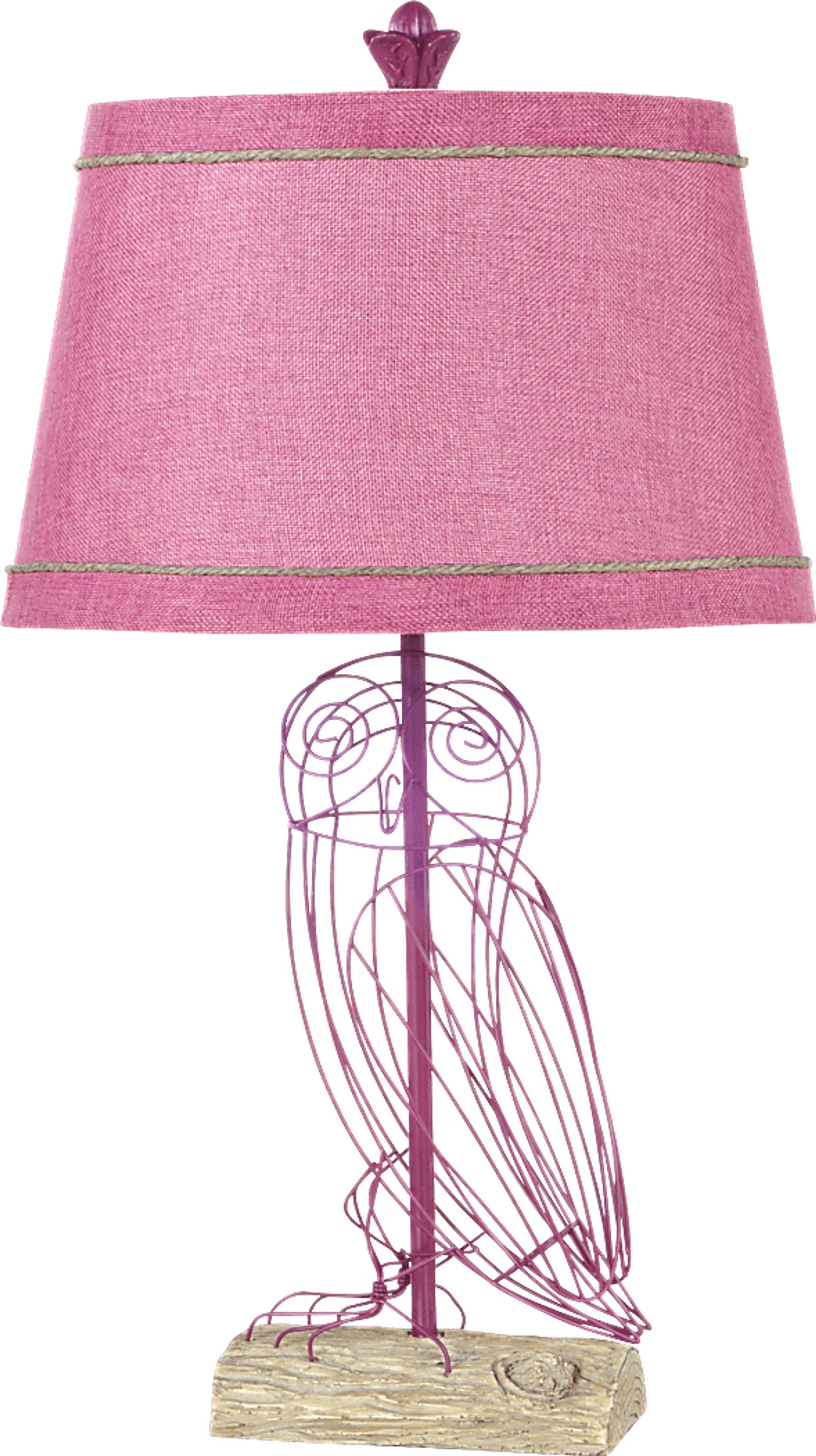 Kids Metal Owl Hot Pink Lamp - Image 1