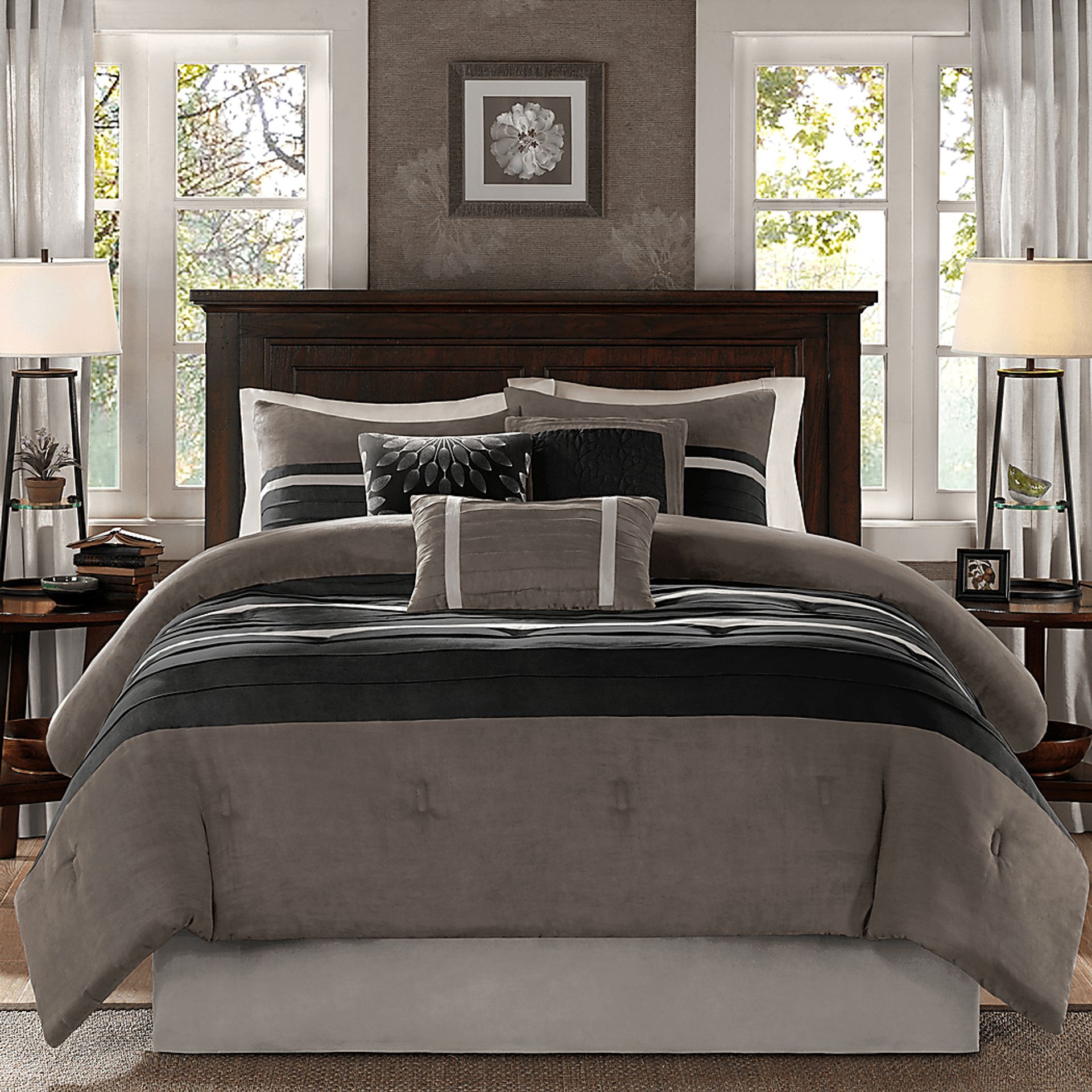 Metina Black 7 Pc California King Comforter Set - Image 1