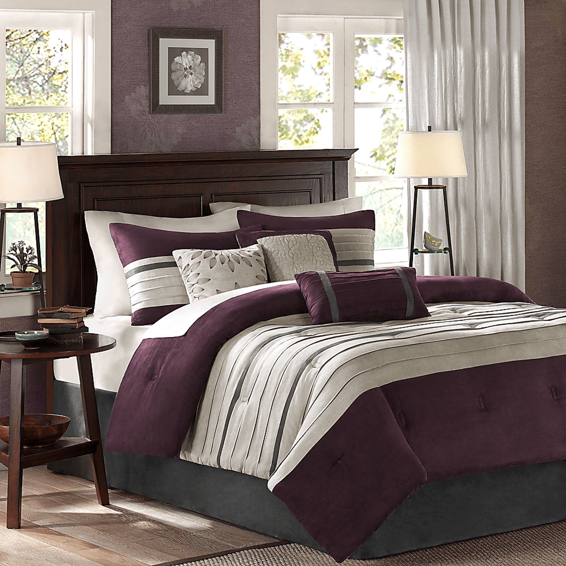 Metina Purple 7 Pc California King Comforter Set - Image 2