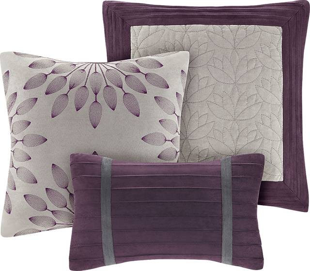 Metina Purple 7 Pc Queen Comforter Set - Thumbnail - Image 4