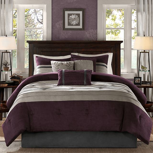 Metina Purple 7 Pc Queen Comforter Set - Thumbnail - Image 1