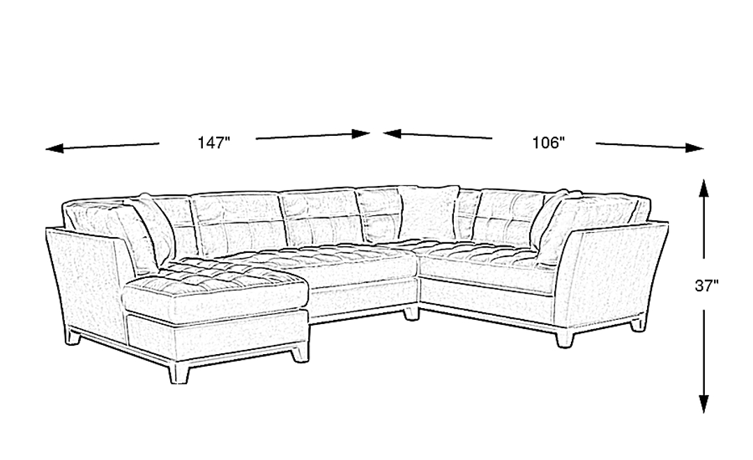 Metro 3 Pc Left Arm Chaise Sectional