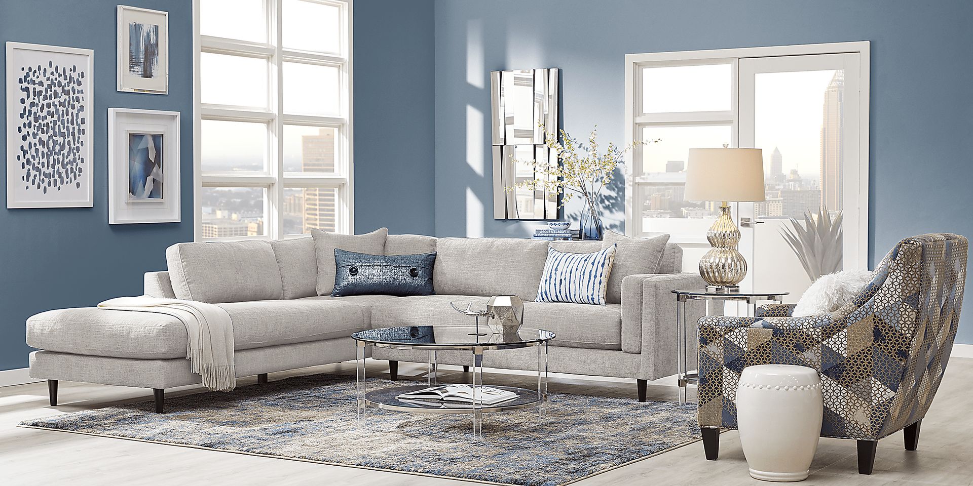 Metro Lounge Dove 5 Pc Sectional Living Room - Image 1