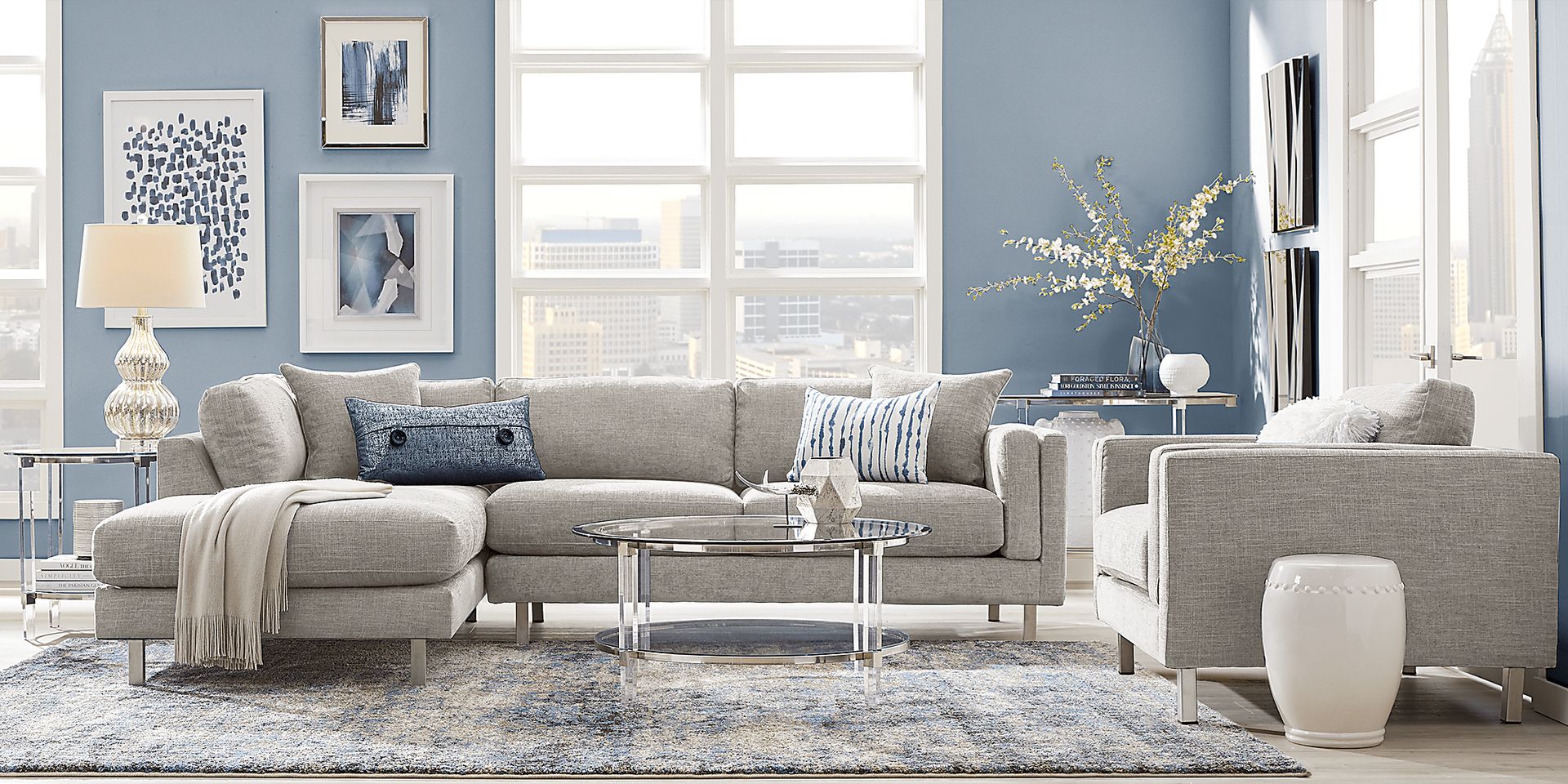 Metro Lounge Dove 5 Pc Sectional Living Room - Image 1