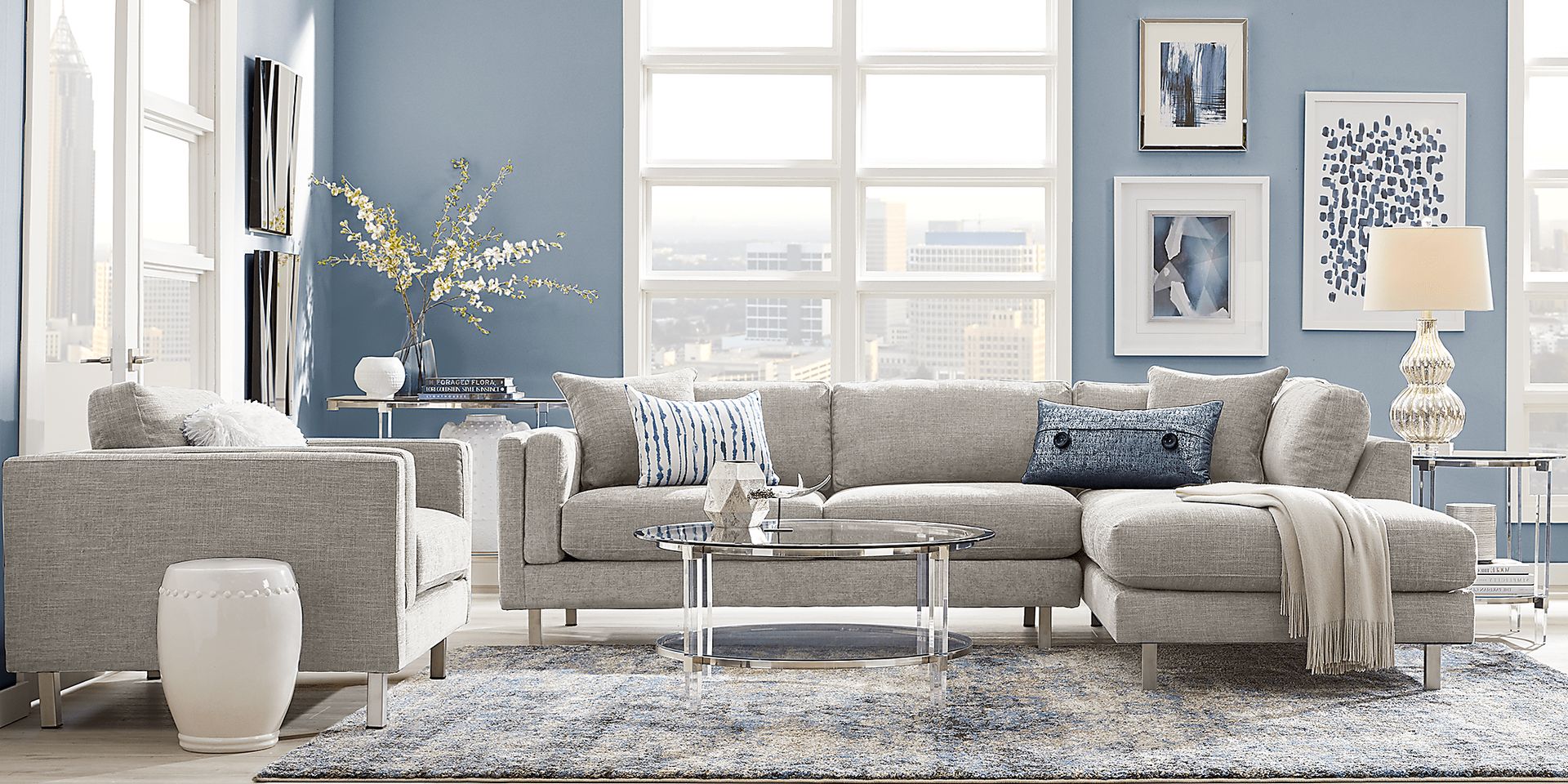 Metro Lounge Dove 5 Pc Sectional Living Room - Image 1