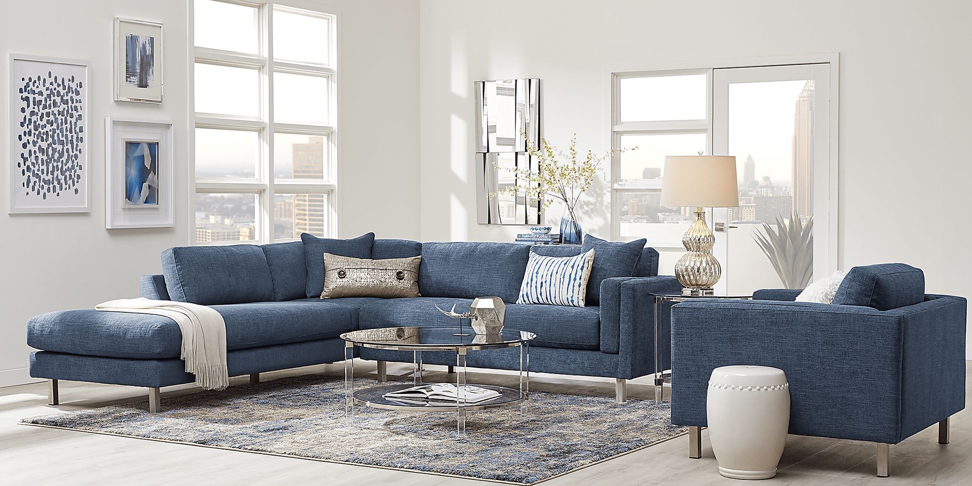 Metro Lounge Sapphire 5 Pc Sectional Living Room - Image 1