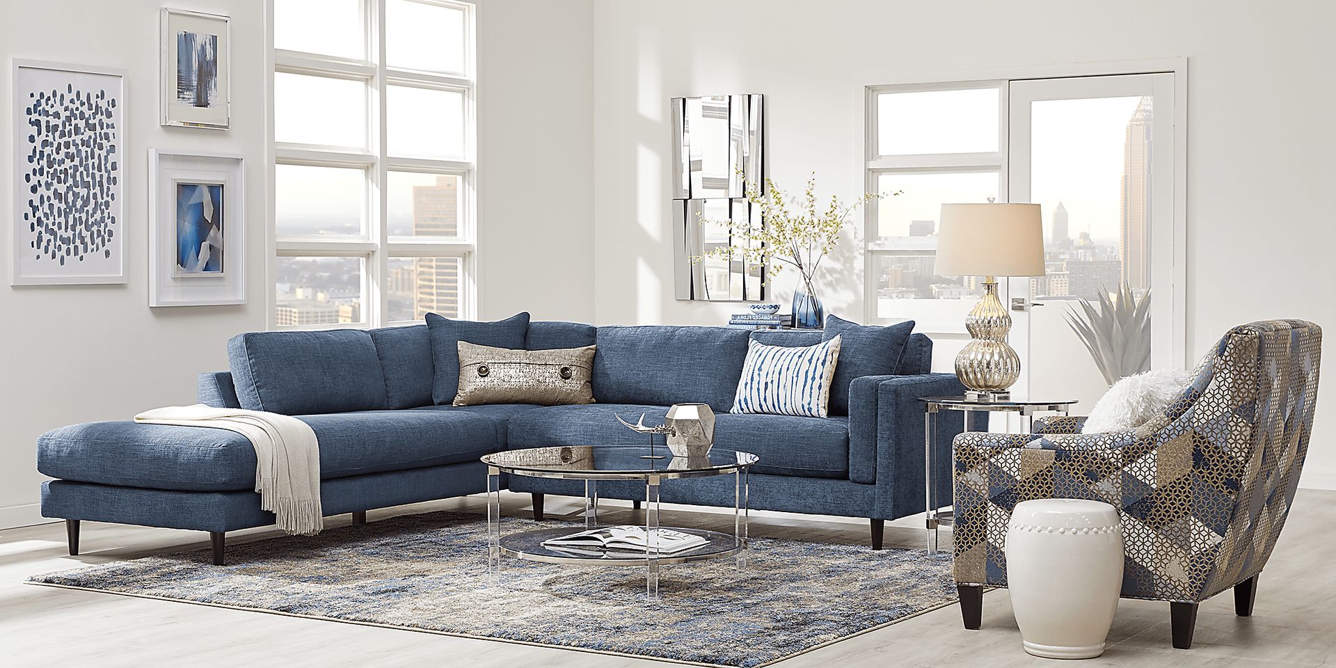 Metro Lounge Sapphire 5 Pc Sectional Living Room - Image 1