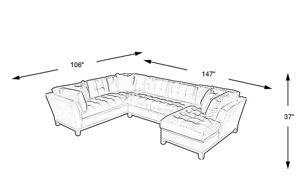 Metro 3 Pc Right Arm Chaise Sectional