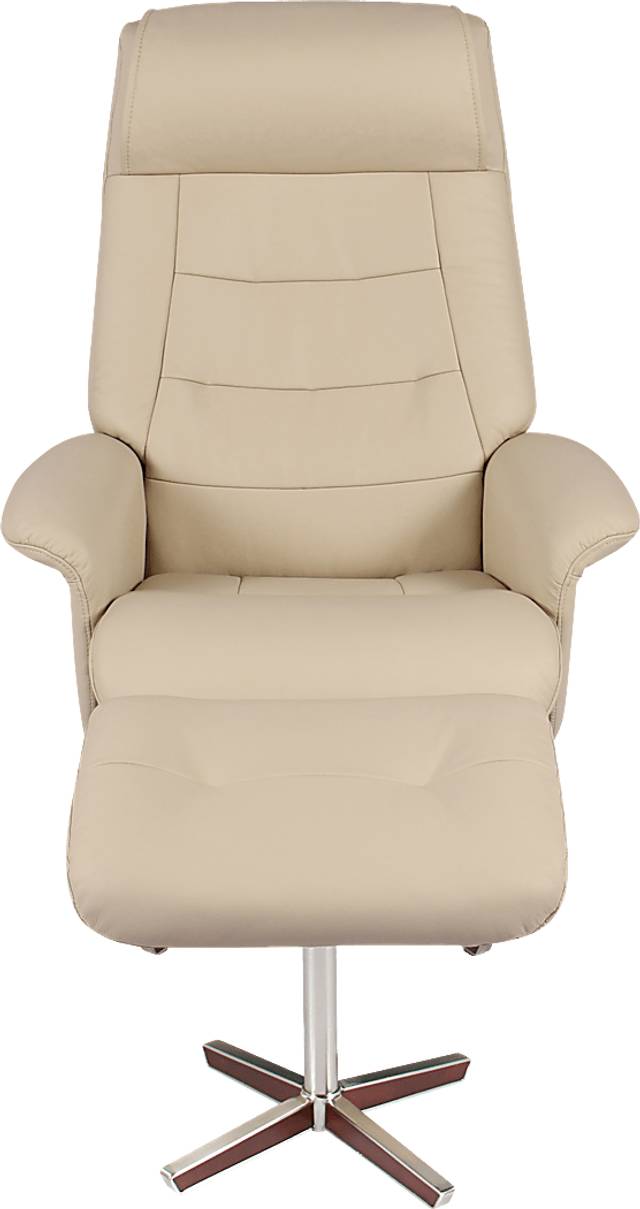 Mial Beige Recliner & Ottoman - Thumbnail - Image 2