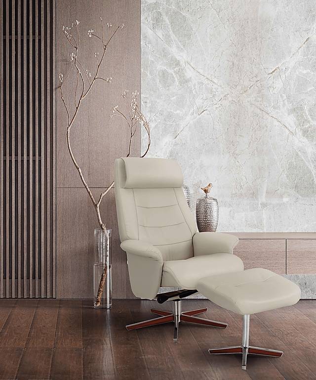 Mial Beige Recliner & Ottoman - Thumbnail - Image 4