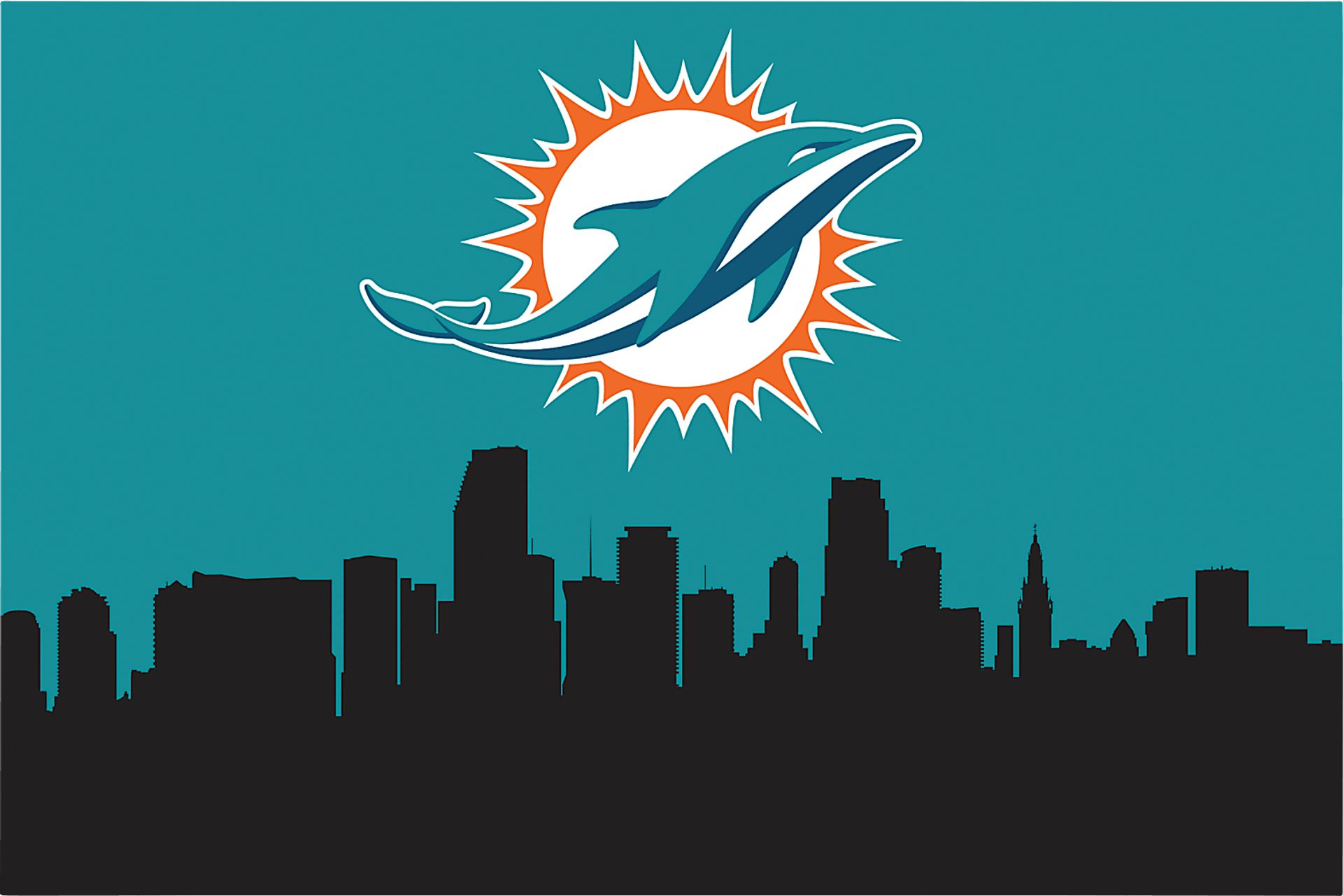 Miami Dolphins 2' x 3' Machine Washable Rug - Image 1