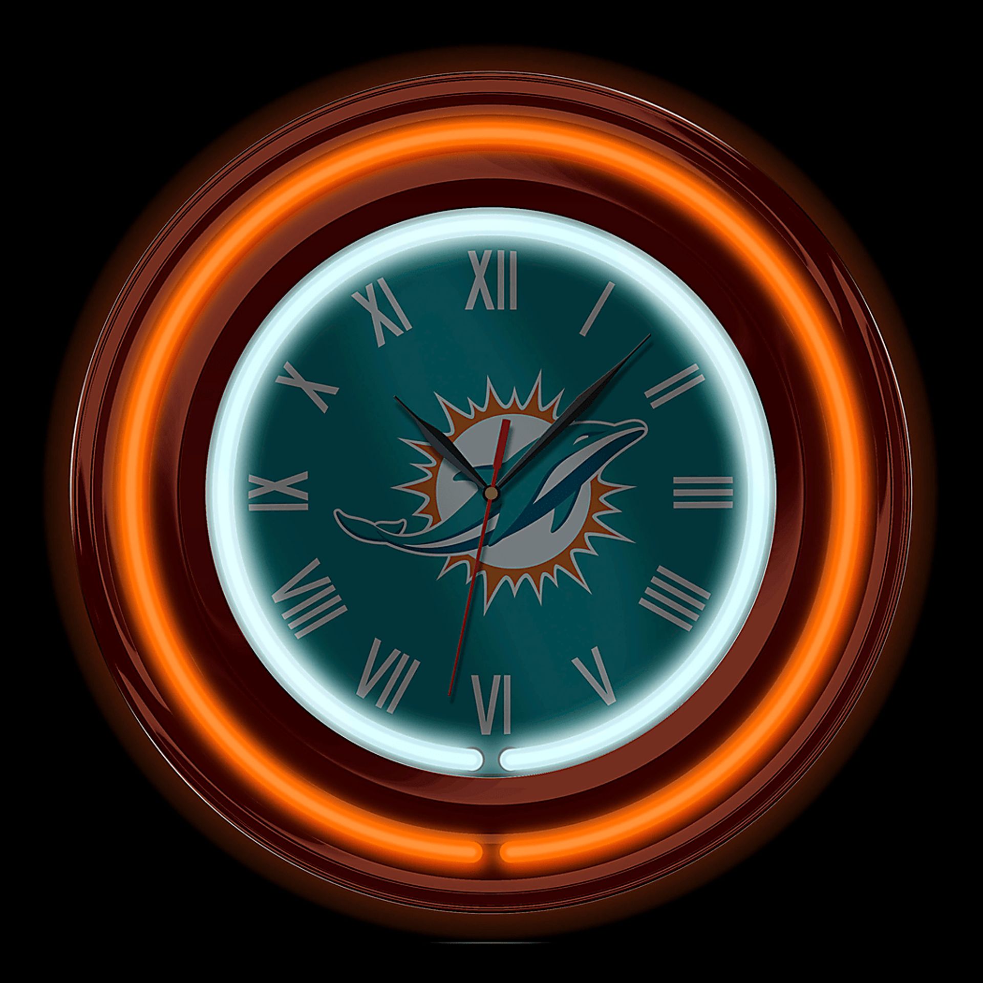Miami Dolphins Aqua Neon Wall Clock - Image 3
