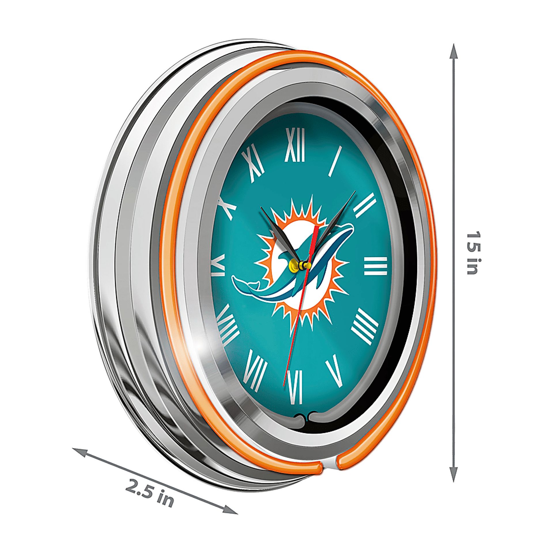 Miami Dolphins Aqua Neon Wall Clock - Image 4