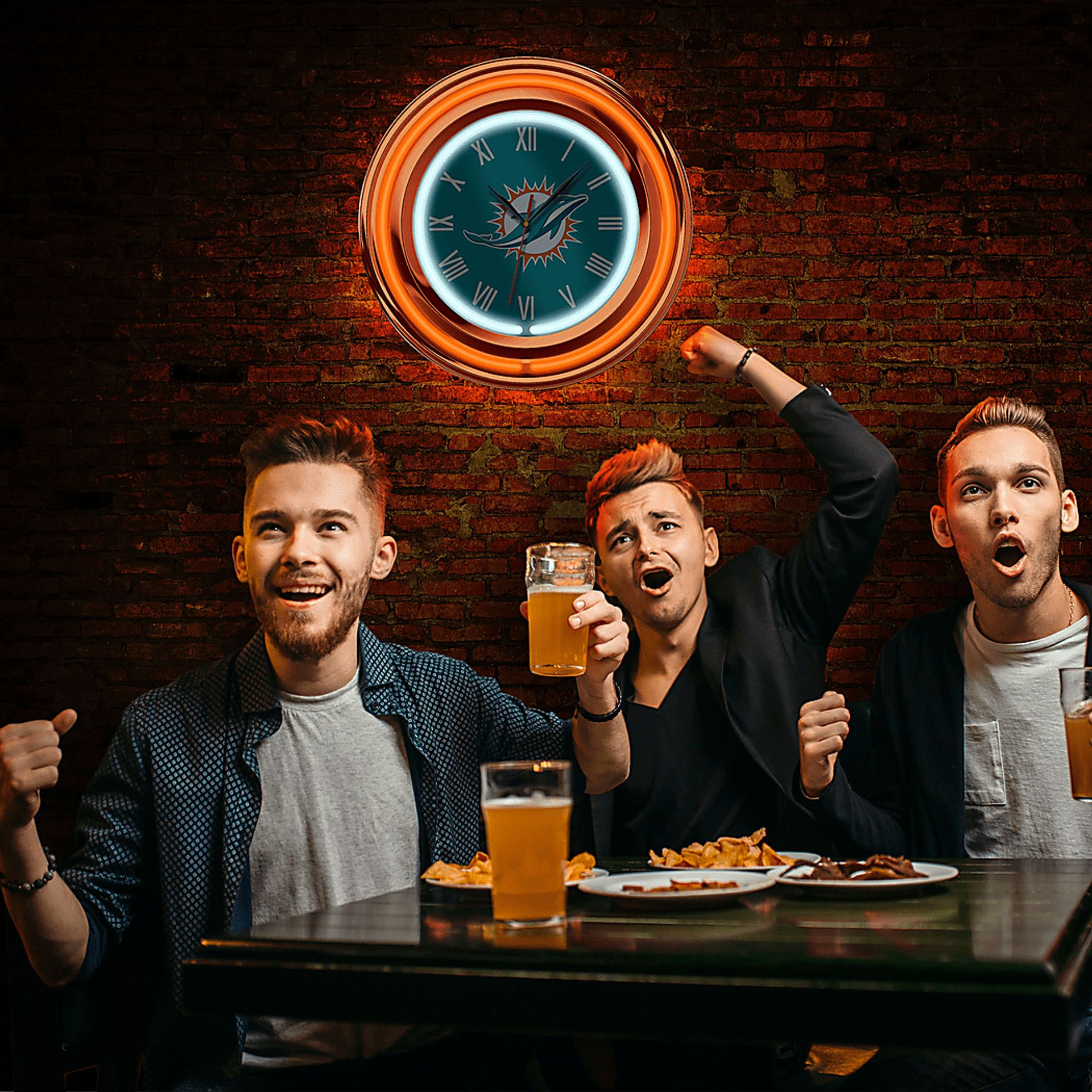 Miami Dolphins Aqua Neon Wall Clock - Image 5