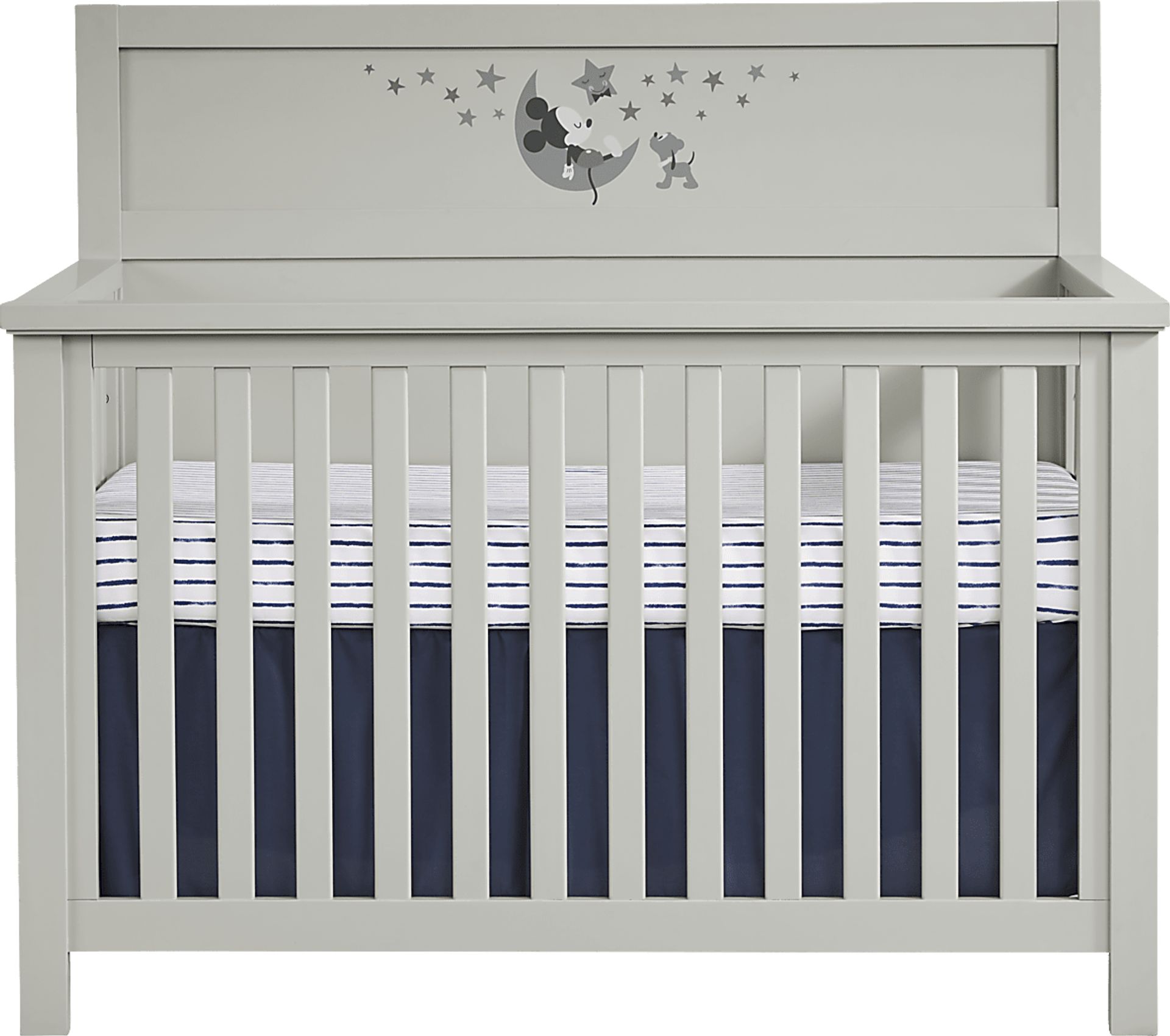 Mickey Mouse and Minnie Mouse Gray 4-in-1 Convertible Crib with Classic Art - Image 2