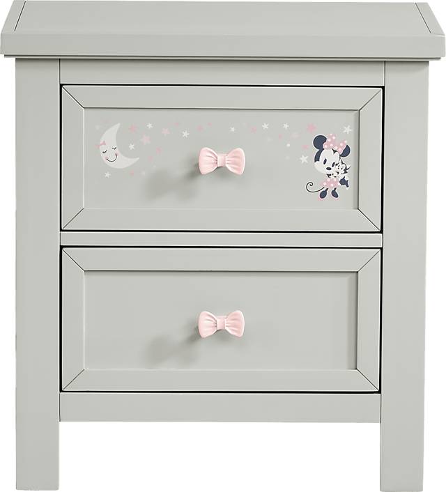 Mickey Mouse and Minnie Mouse Gray Nightstand with Classic Art - Thumbnail - Image 2