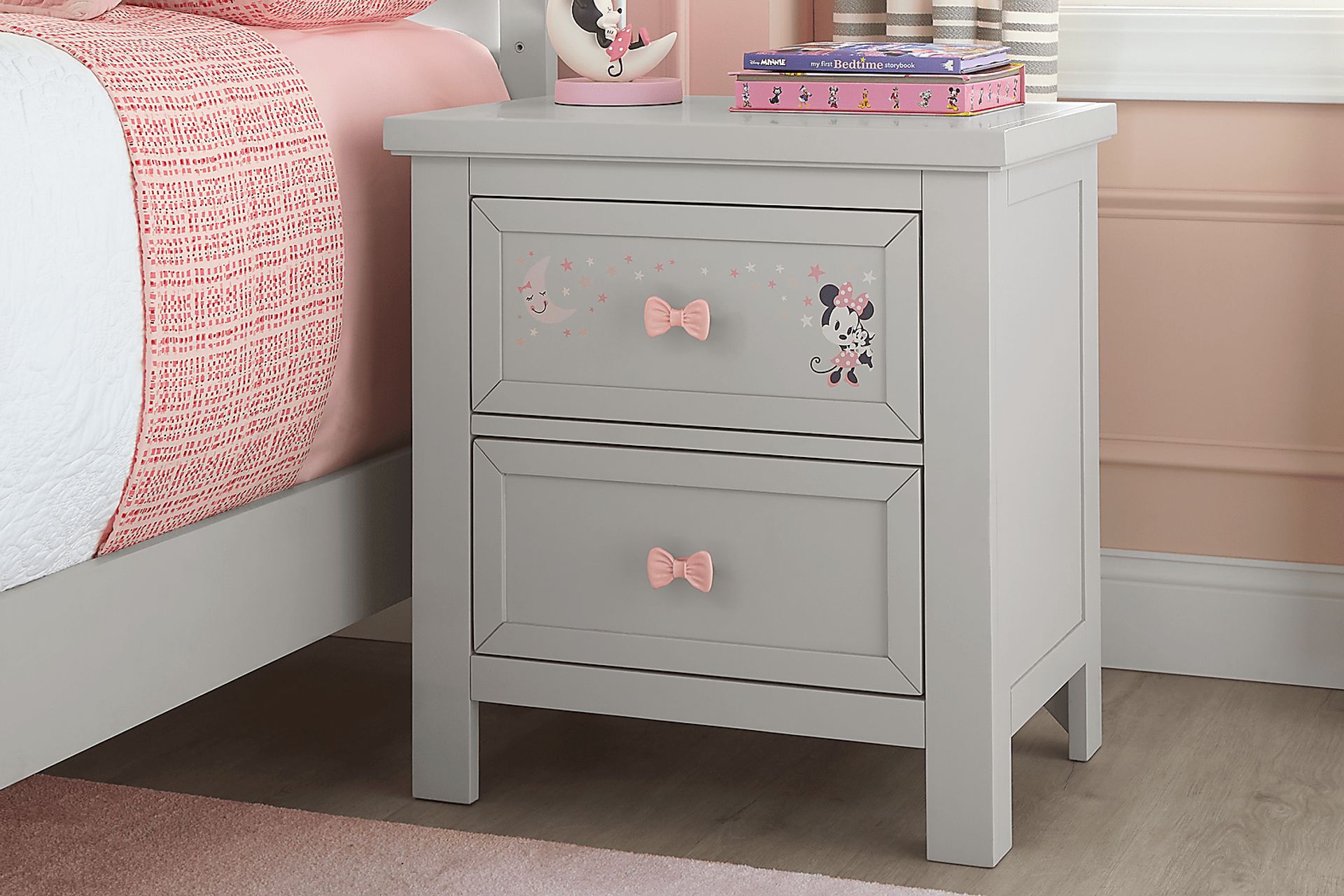 Mickey Mouse and Minnie Mouse Gray Nightstand with Classic Art - Image 4