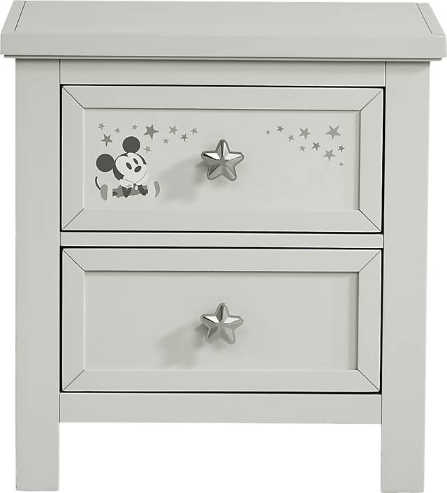 Mickey Mouse and Minnie Mouse Gray Nightstand with Classic Art - Thumbnail - Image 1