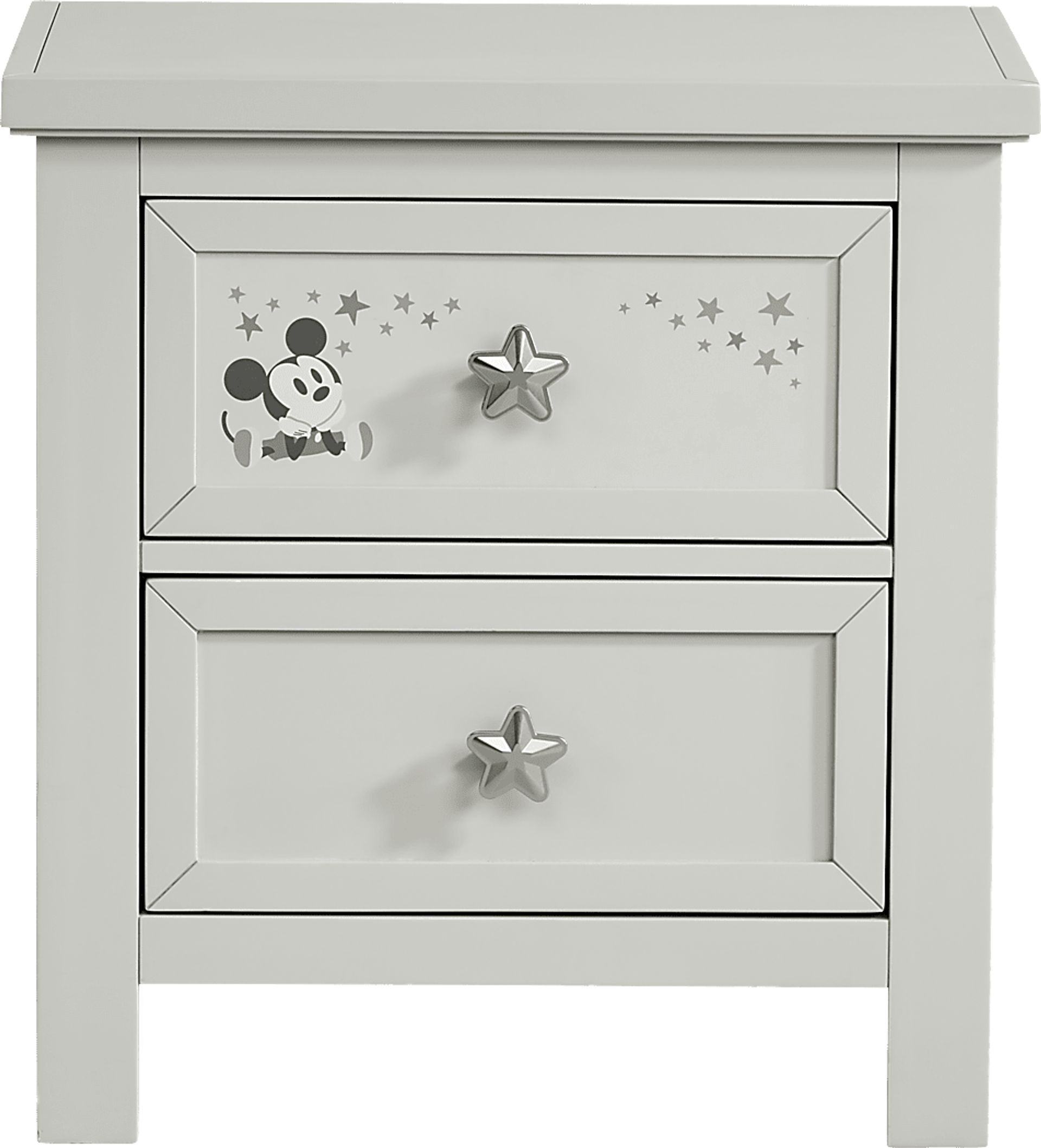Mickey Mouse and Minnie Mouse Gray Nightstand with Classic Art - Image 1