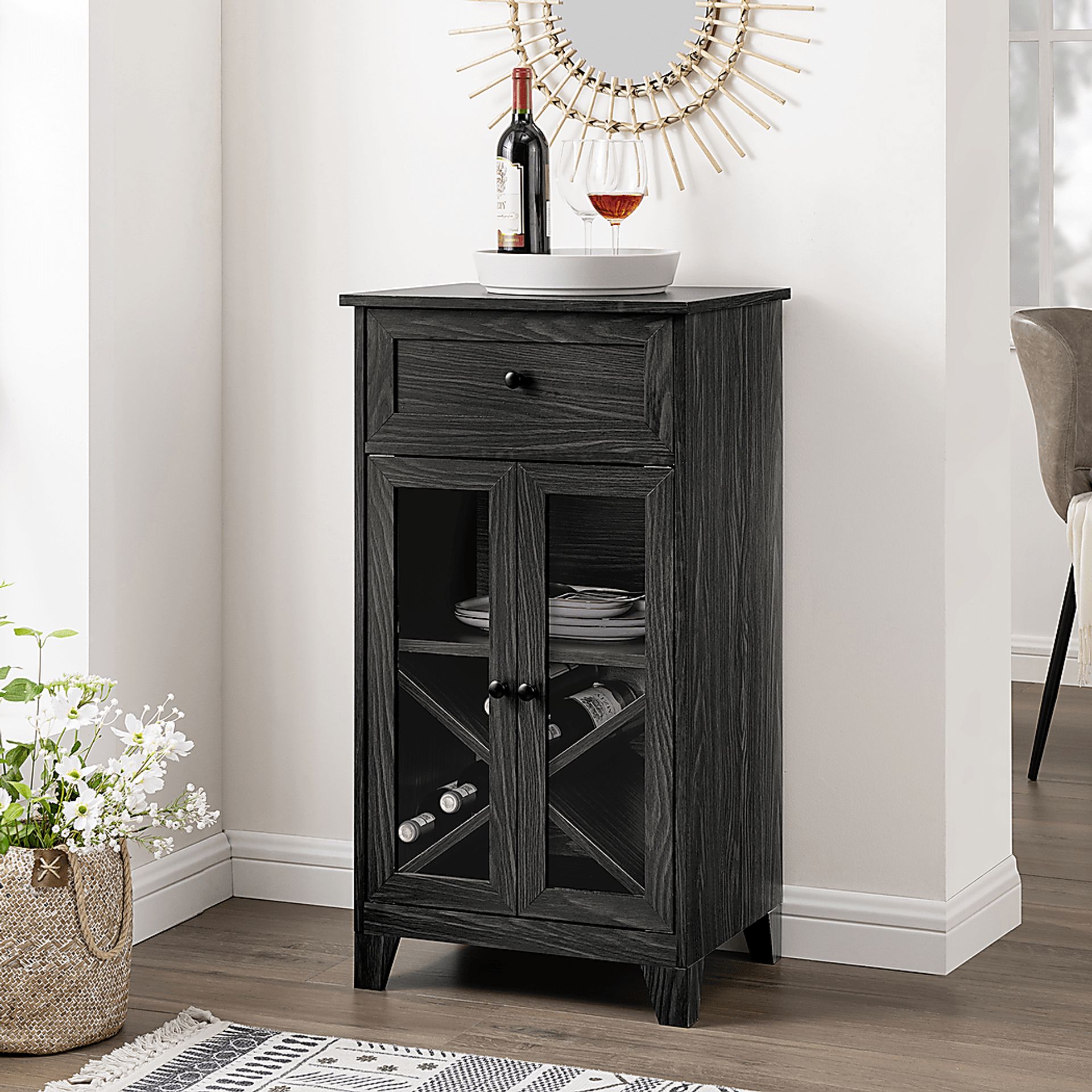 Micollet Gray Wine Cabinet - Image 2
