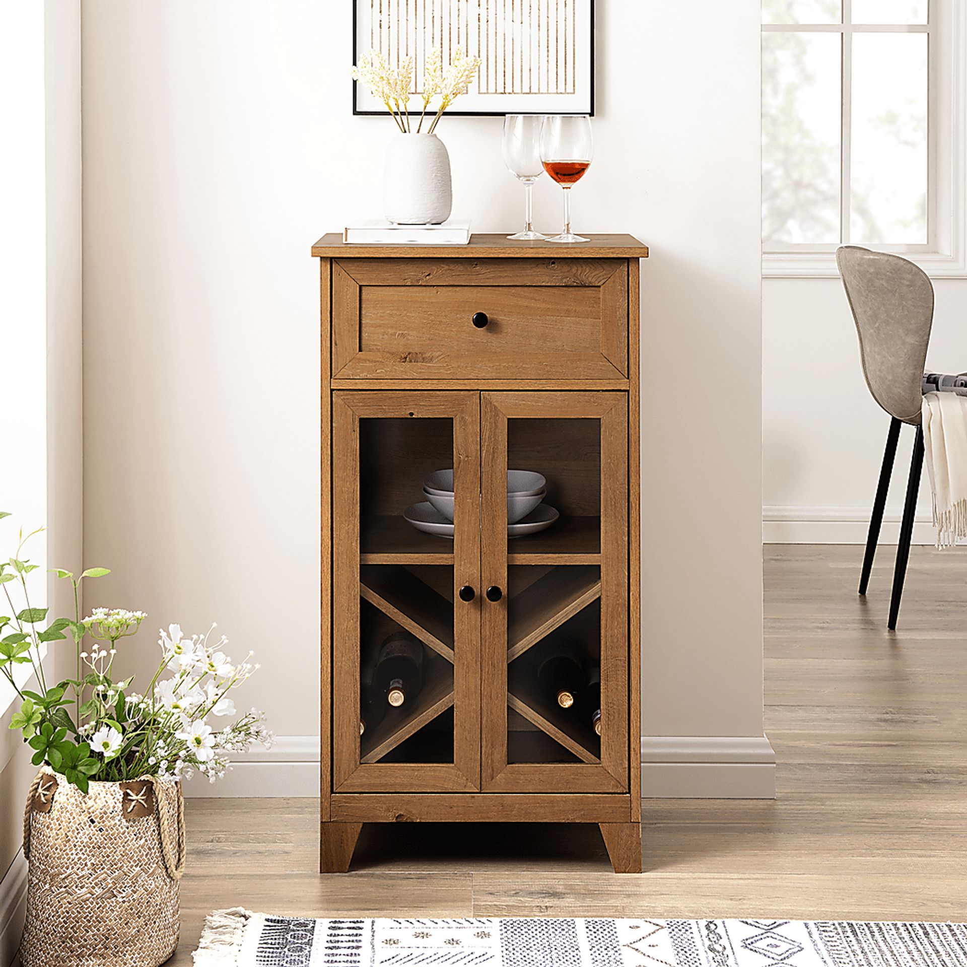 Micollet Oak Wine Cabinet - Image 3