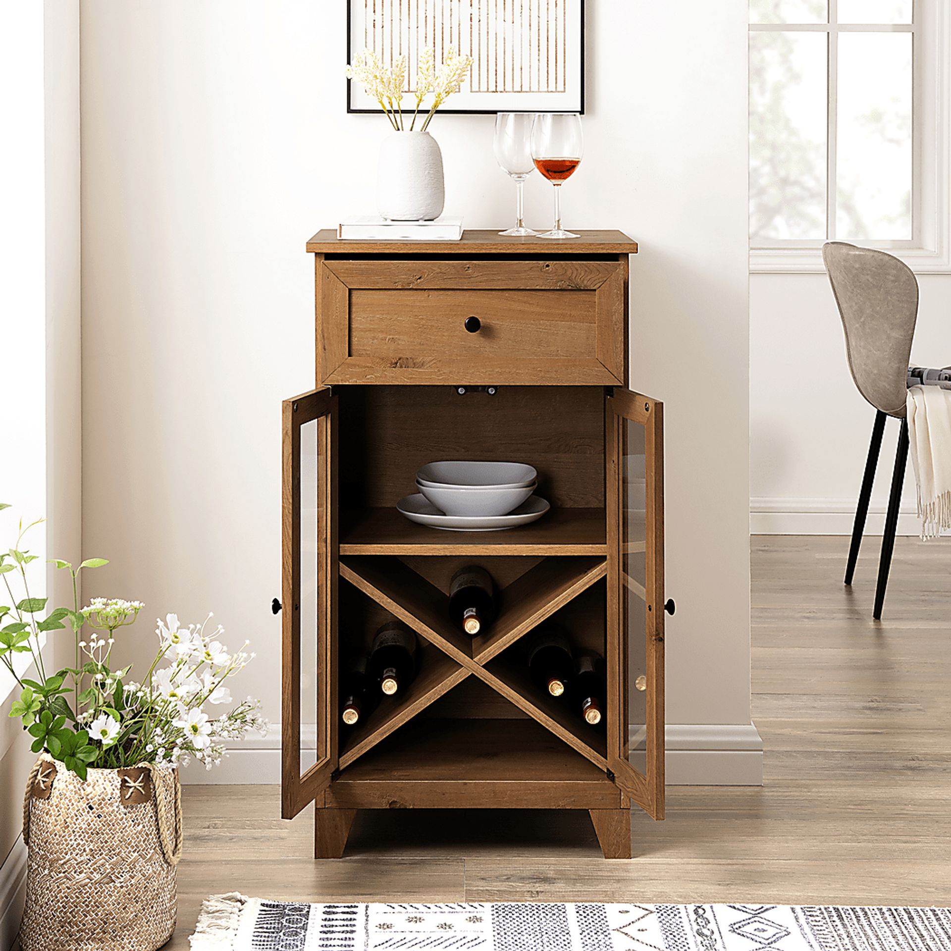 Micollet Oak Wine Cabinet - Image 4