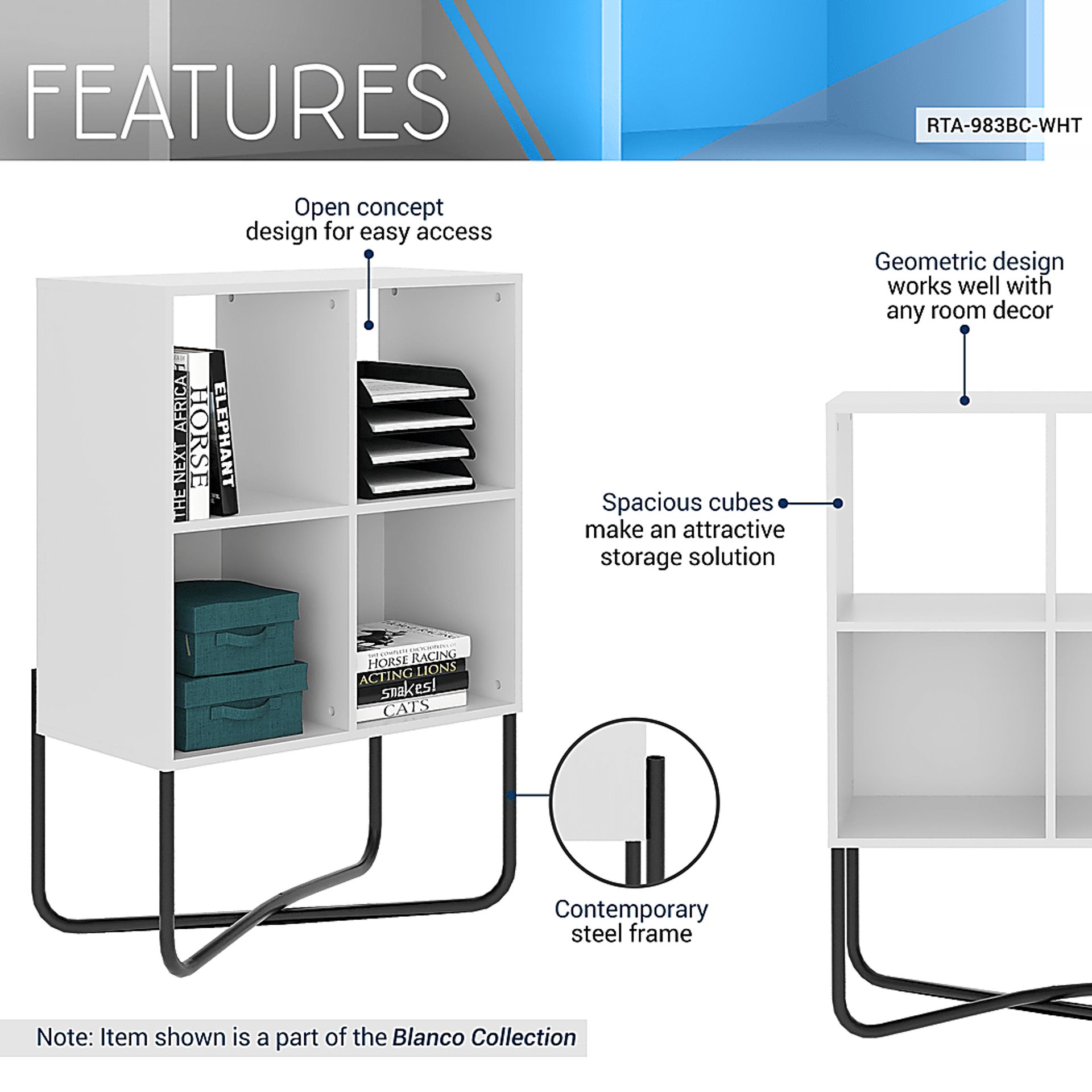 Midamis White Bookcase - Image 3