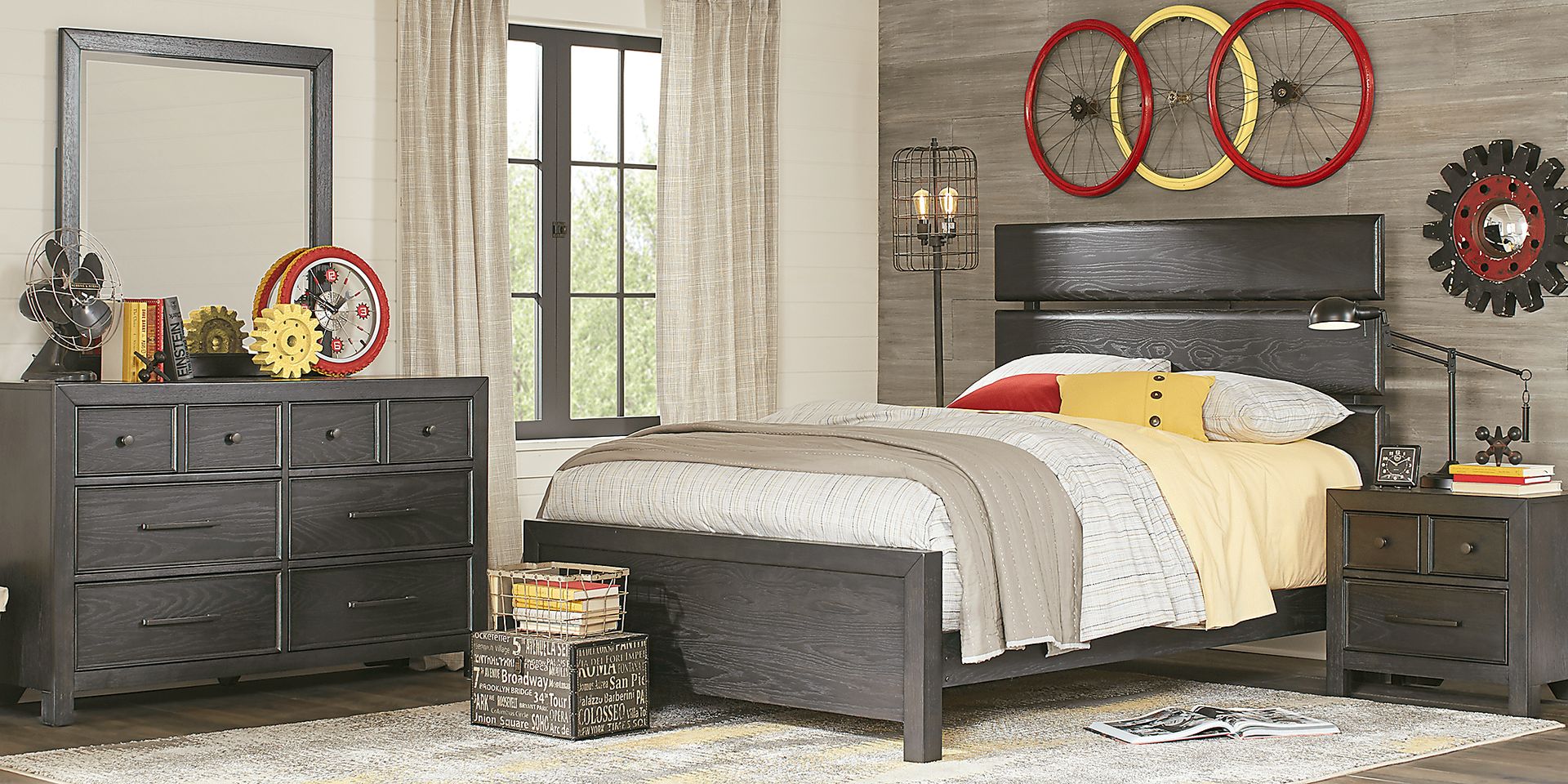 Kids Midcity Loft Carbon 5 Pc Twin Slat Bedroom - Image 1