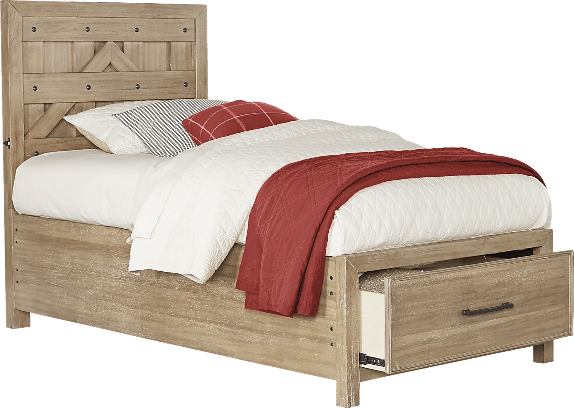 Kids Midcity Loft Sandstone 3 Pc Twin Panel Bed with Storage - Image 1