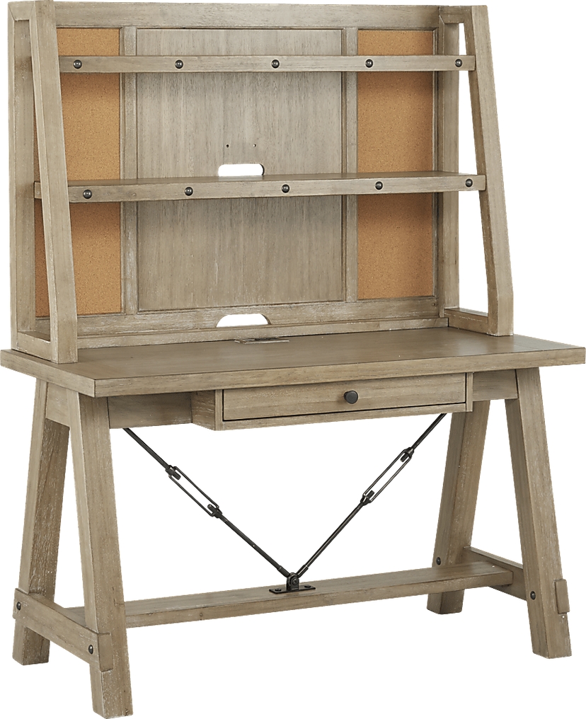 Kids Midcity Loft Sandstone Desk & Hutch