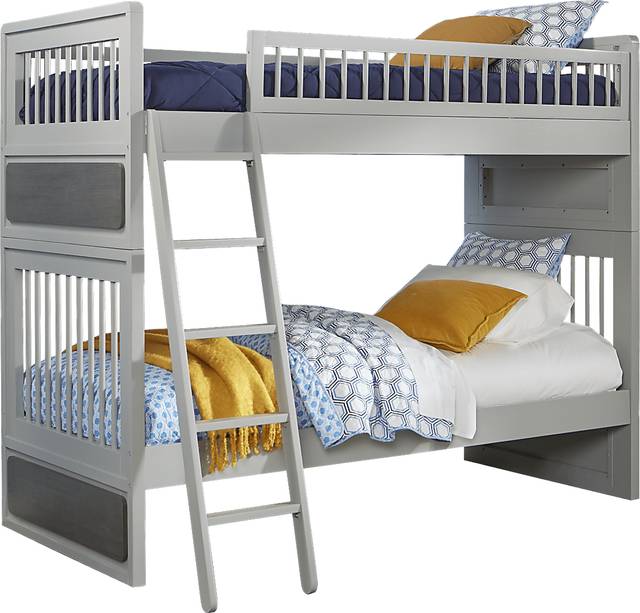 MidMod Gray Twin/Twin Bunk Bed - Thumbnail - Image 1