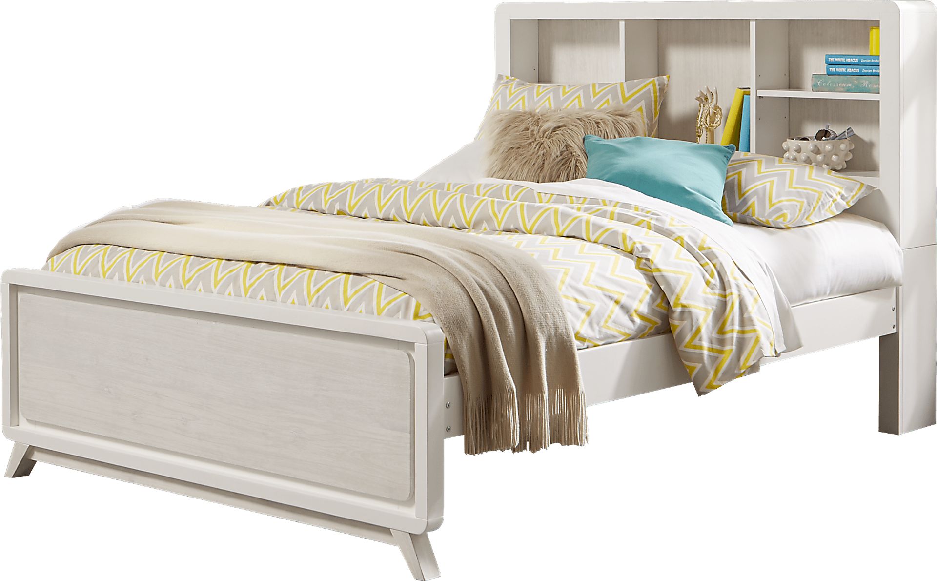 MidMod White 3 Pc Full Bookcase Bed - Image 1