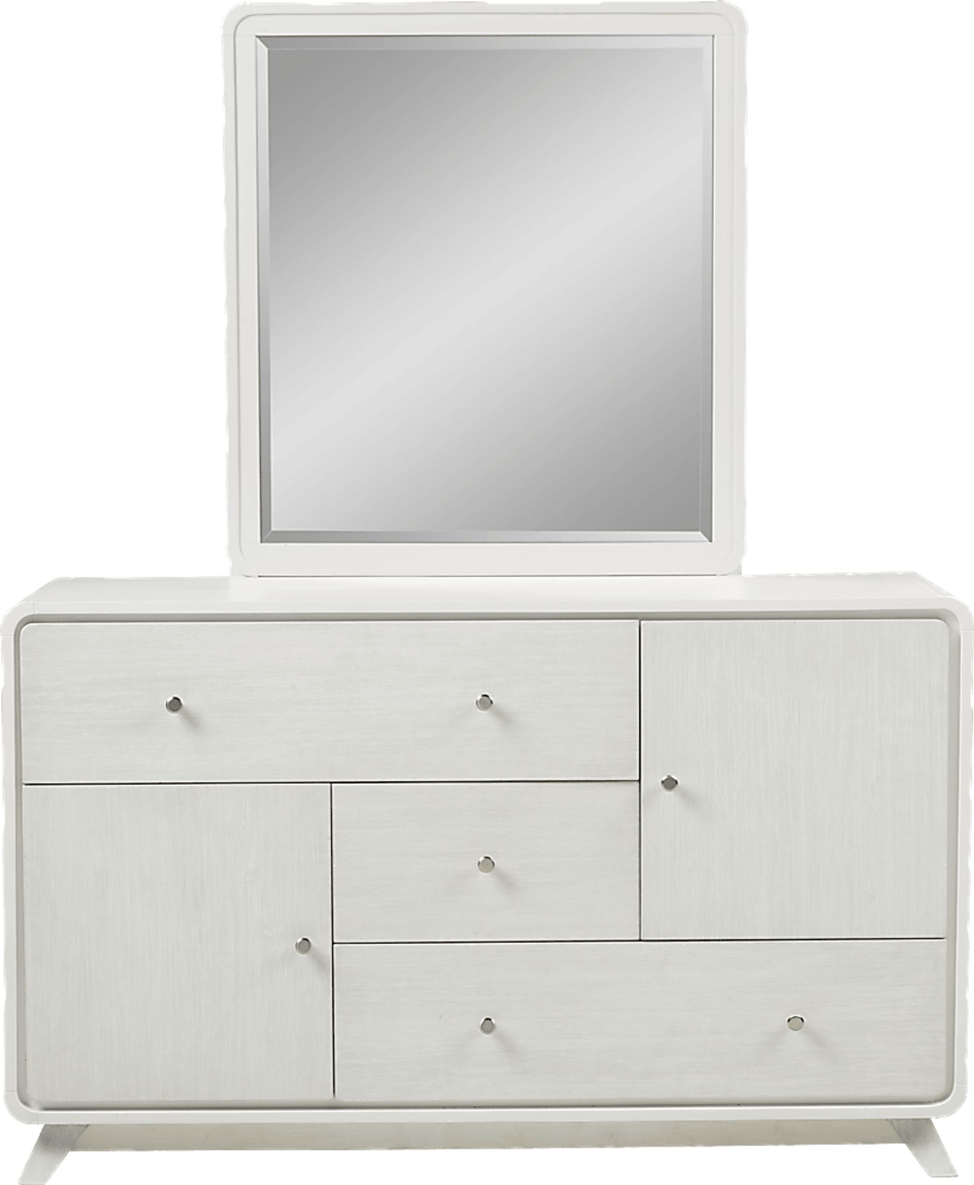 MidMod White Dresser & Mirror Set - Image 1
