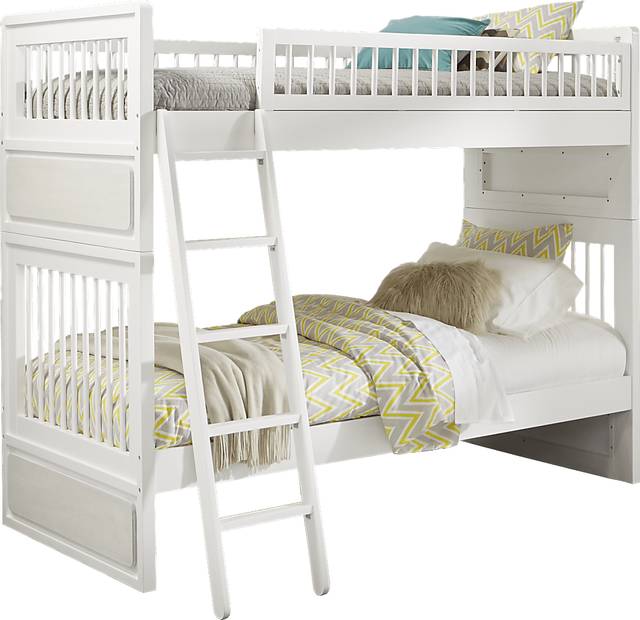 MidMod White Twin/Twin Bunk Bed - Thumbnail - Image 1