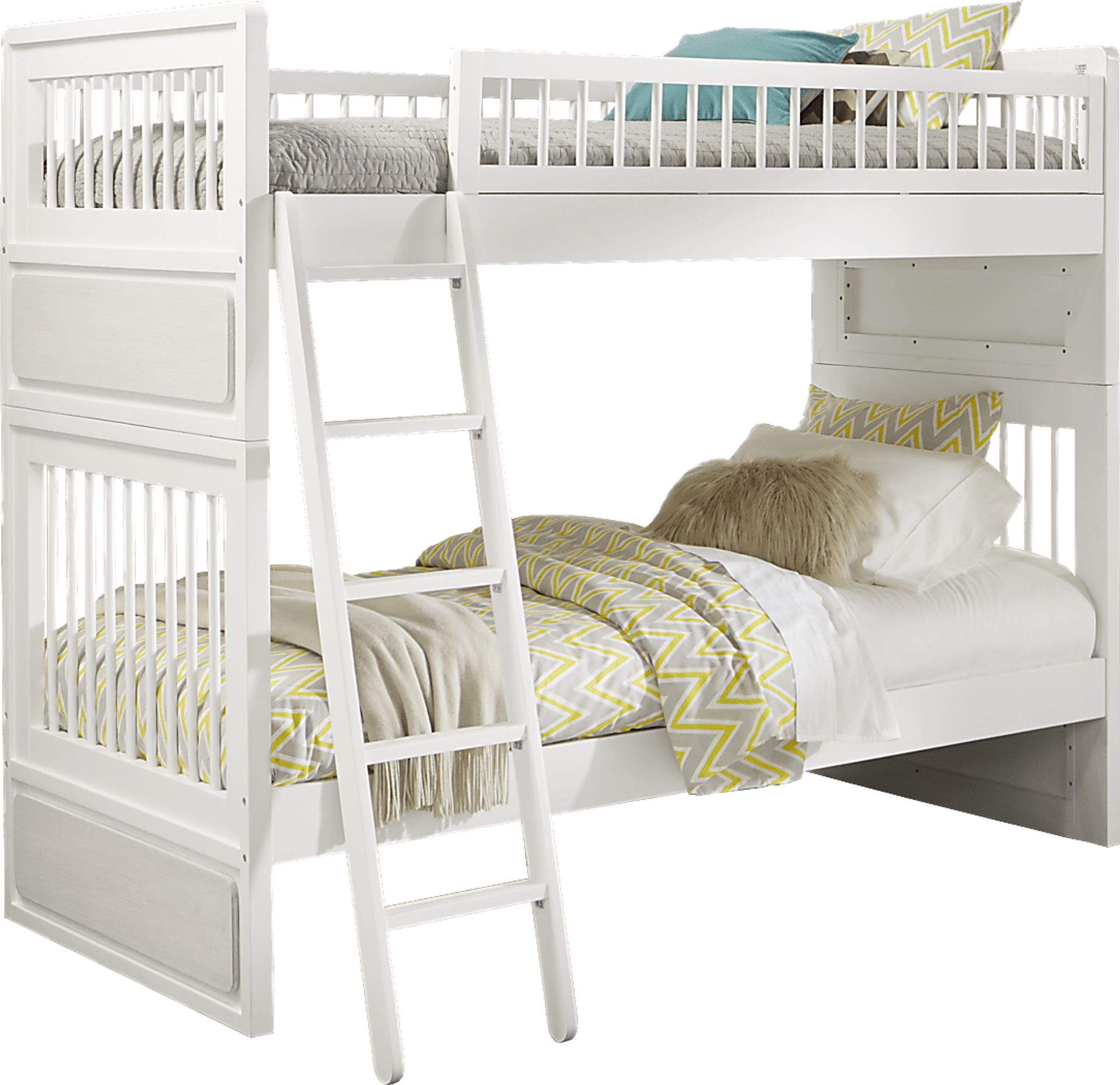 MidMod White Twin/Twin Bunk Bed - Image 1