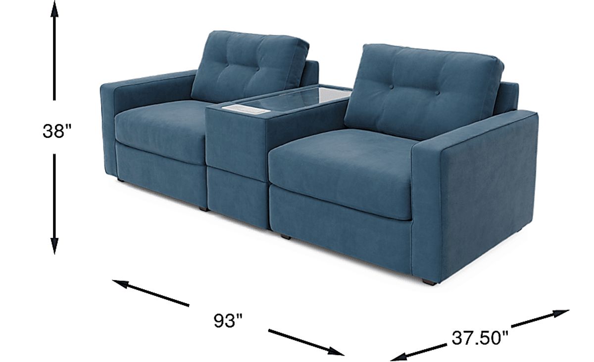 Drew & Jonathan Modularone Midnight Blue Microfiber 3 Pc Media Modular ...