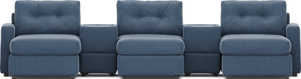 Drew & Jonathan Modularone Midnight Blue Microfiber 6 Pc Media Modular ...