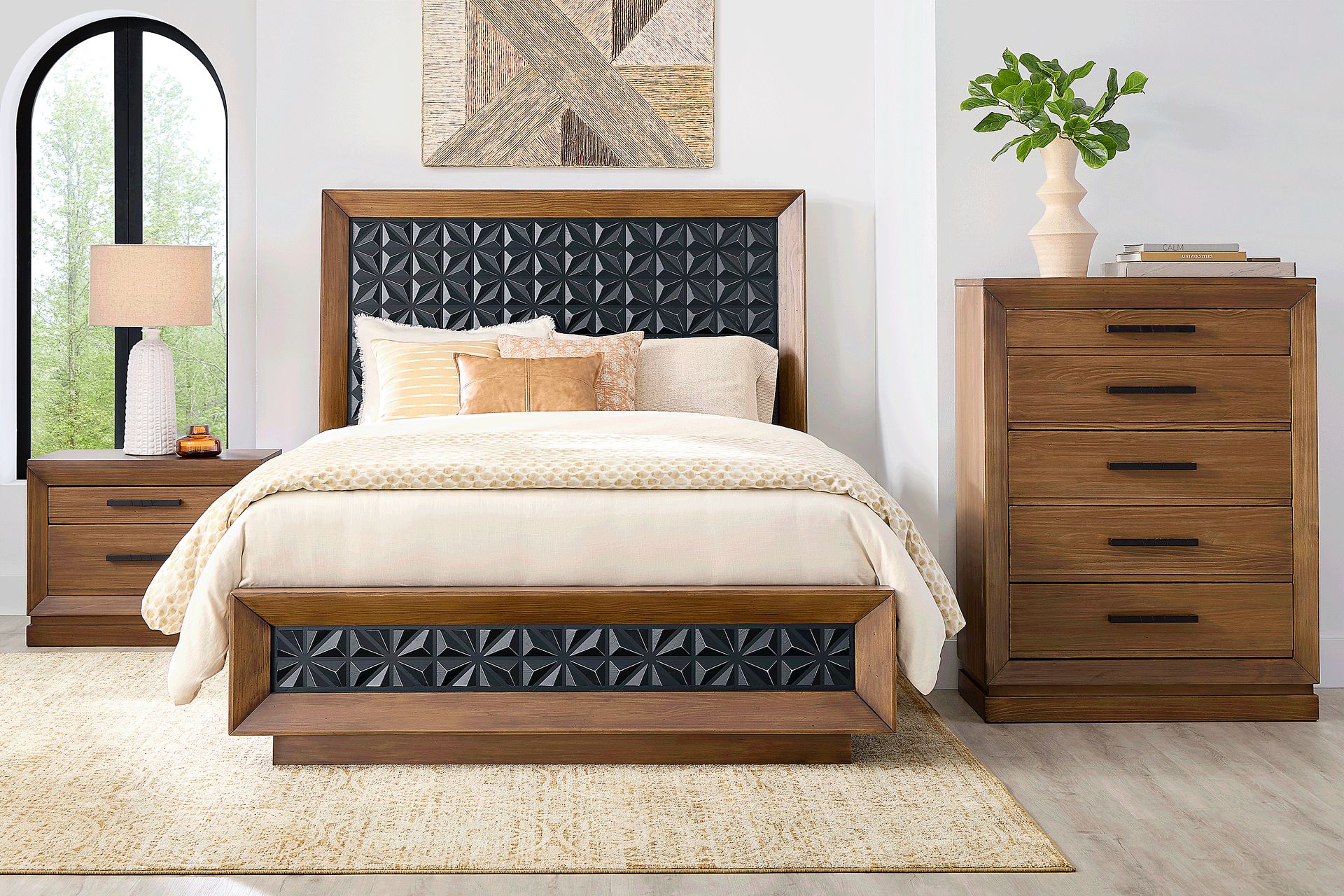 Midnight Jewel Honey 3 Pc King Panel Bed - Image 2